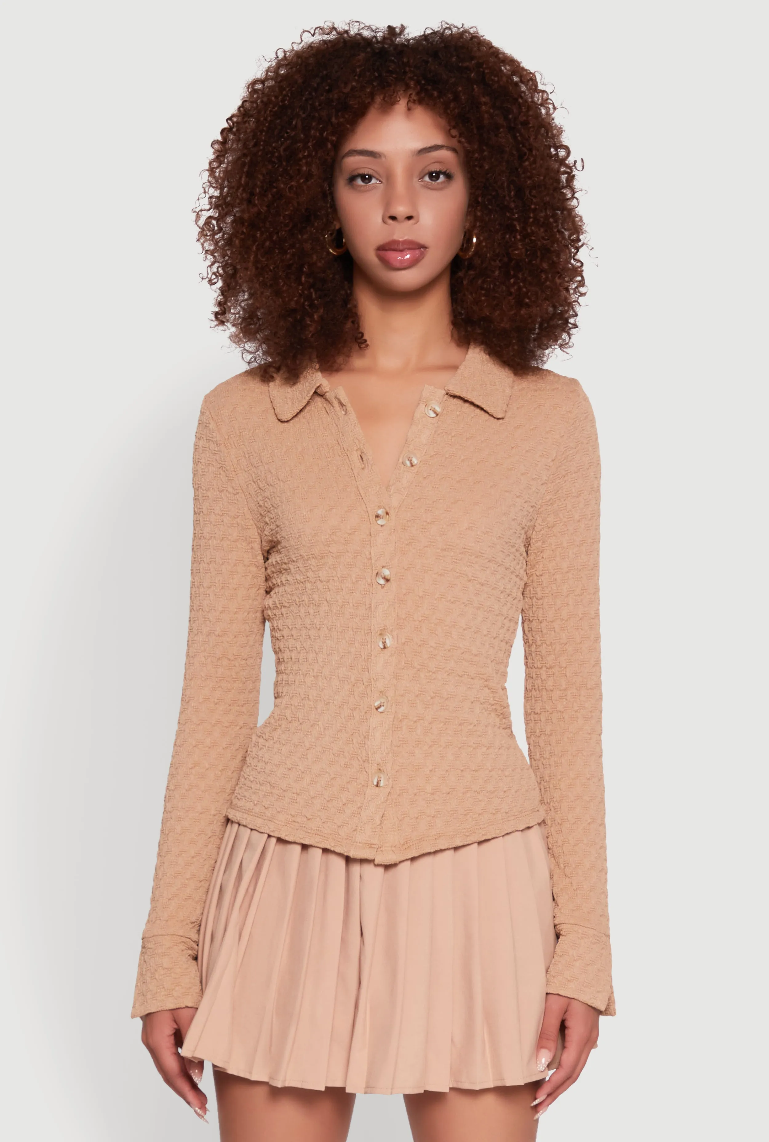 Iris Classic Fit Textured Knit Button Front Shirt sold by Rainbow product image thumbnail 2