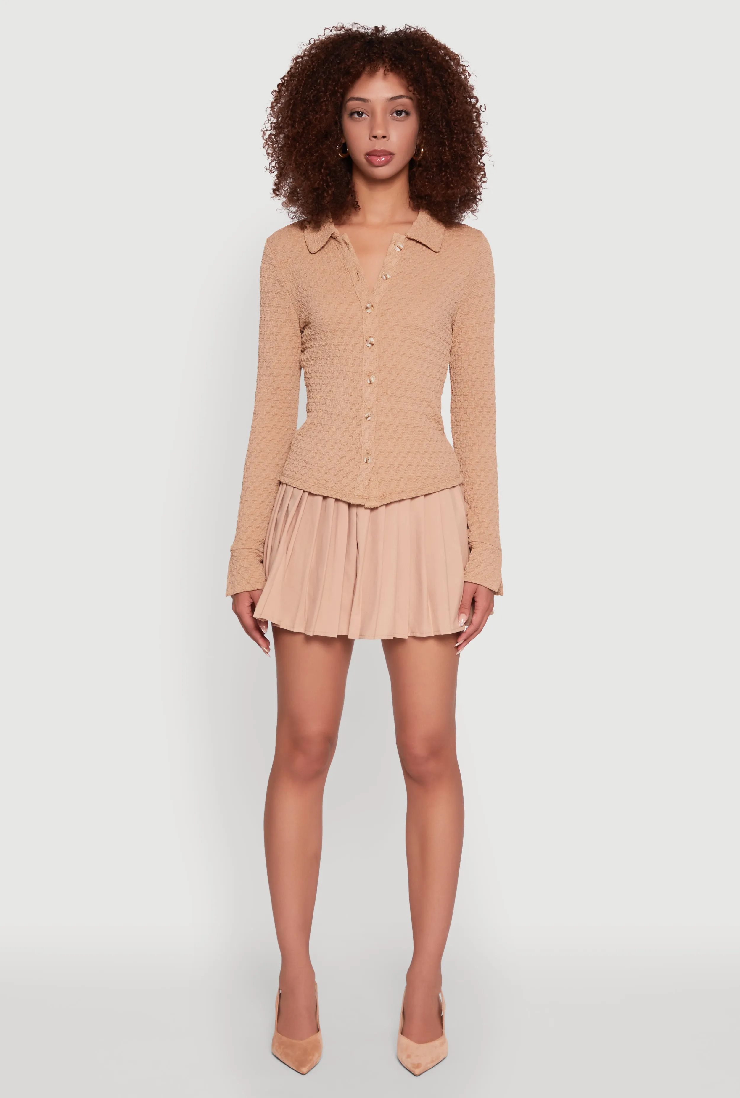 Iris Classic Fit Textured Knit Button Front Shirt sold by Rainbow product image thumbnail 3