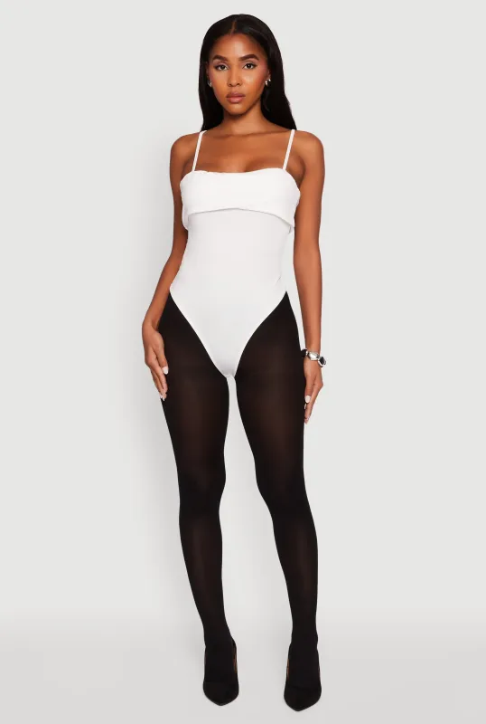 Fold Over Spaghetti Strap Bodysuit sold by Rainbow