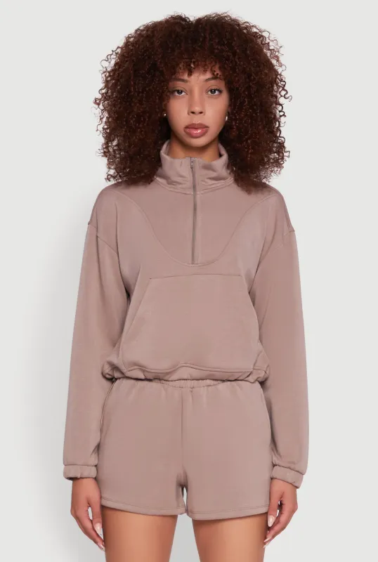 Mock Neck Quarter Zip Pullover Sweatshirt sold by Rainbow