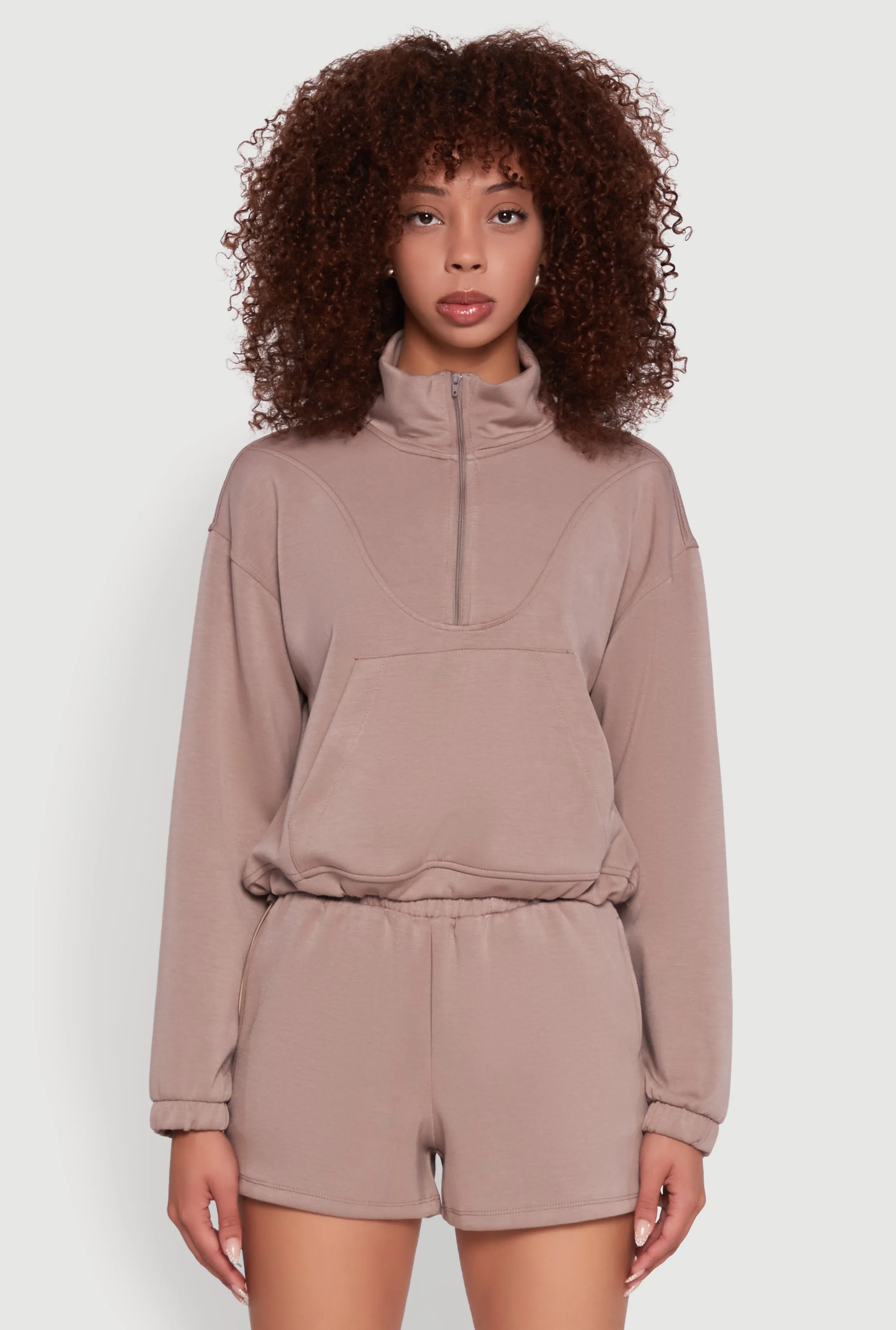 Mock Neck Quarter Zip Pullover Sweatshirt sold by Rainbow