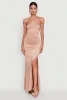 Haute Monde Side Slit Lace Up Back Maxi Dress sold by Rainbow