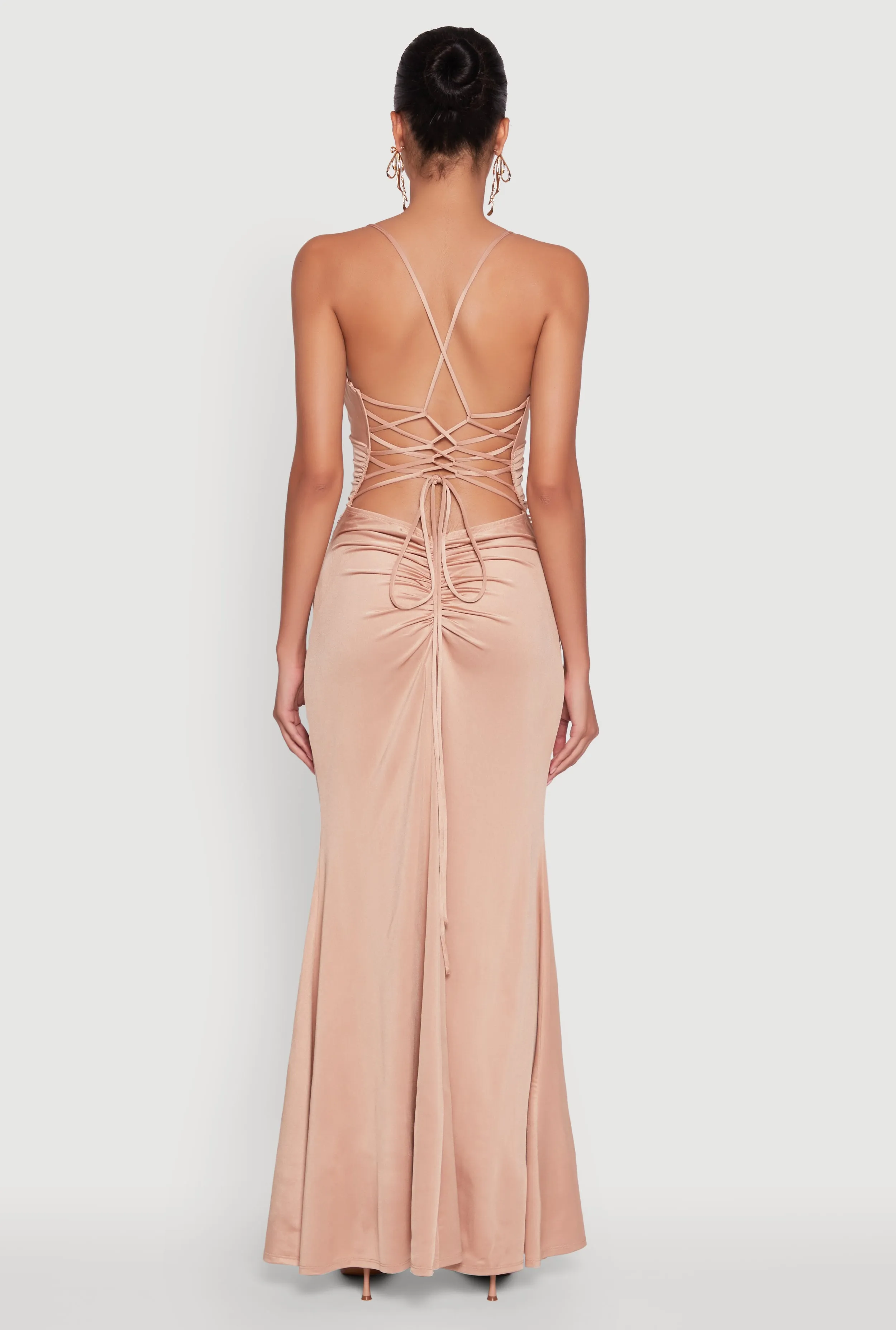 Haute Monde Side Slit Lace Up Back Maxi Dress sold by Rainbow product image thumbnail 5