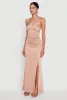 Haute Monde Side Slit Lace Up Back Maxi Dress sold by Rainbow