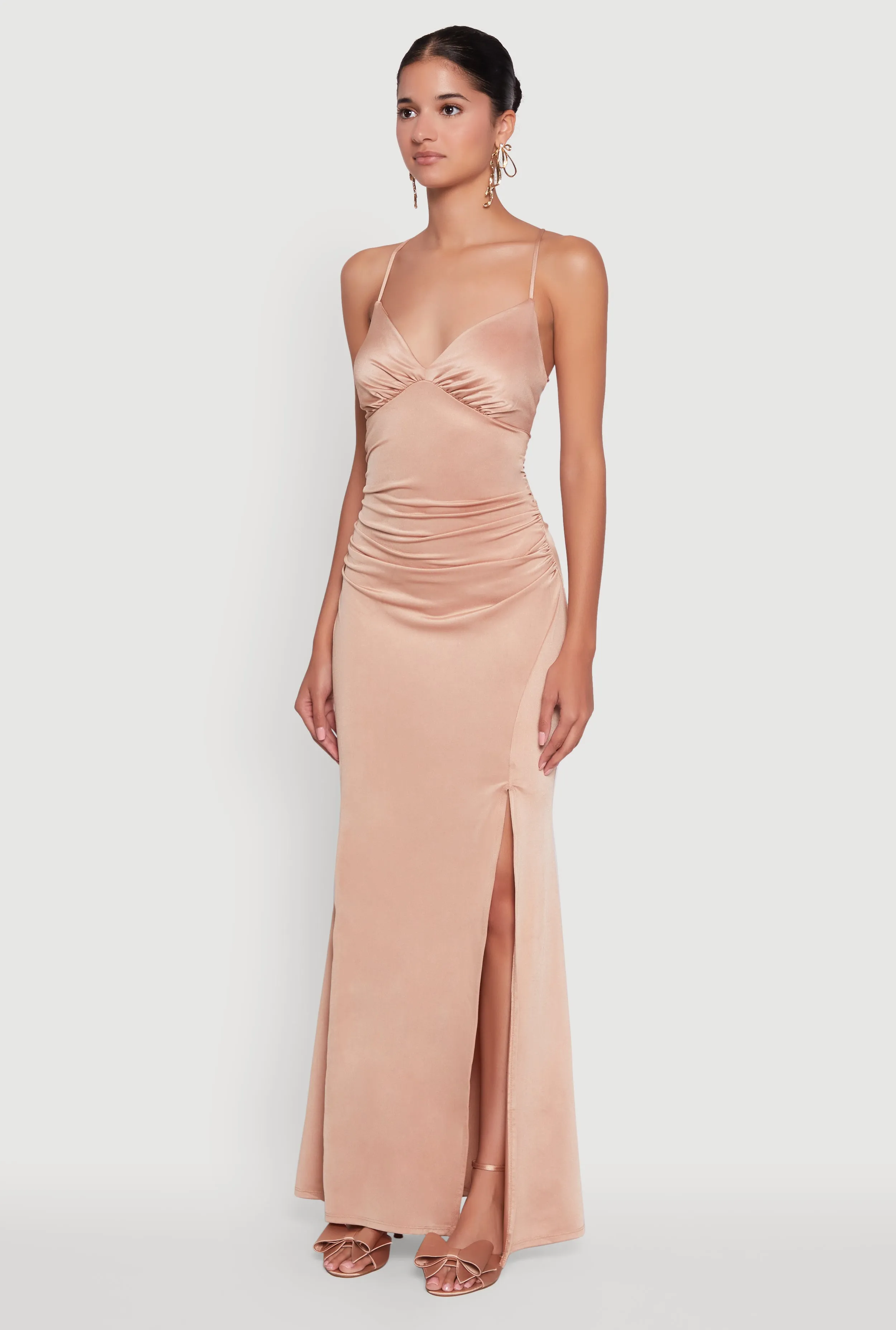 Haute Monde Side Slit Lace Up Back Maxi Dress sold by Rainbow product image thumbnail 3