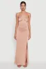 Haute Monde Side Slit Lace Up Back Maxi Dress sold by Rainbow