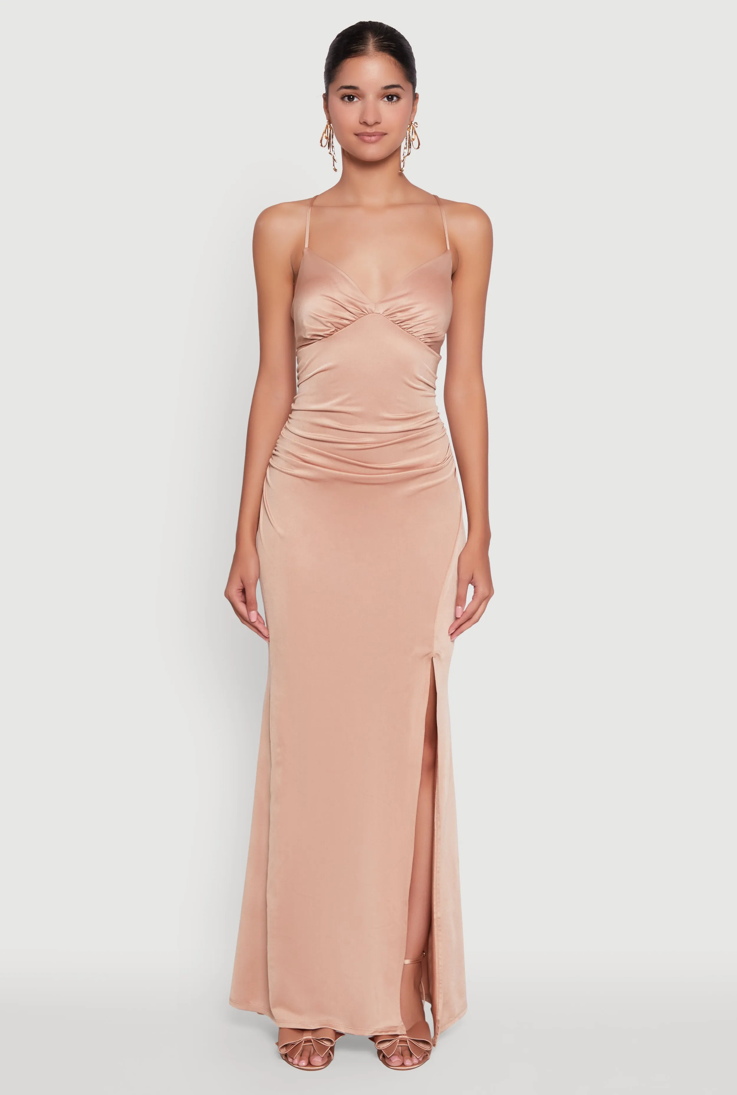 Haute Monde Side Slit Lace Up Back Maxi Dress sold by Rainbow product image thumbnail 2