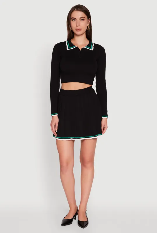 Daisy Contrast Trim Mini Pleated Tennis Skirt sold by Rainbow