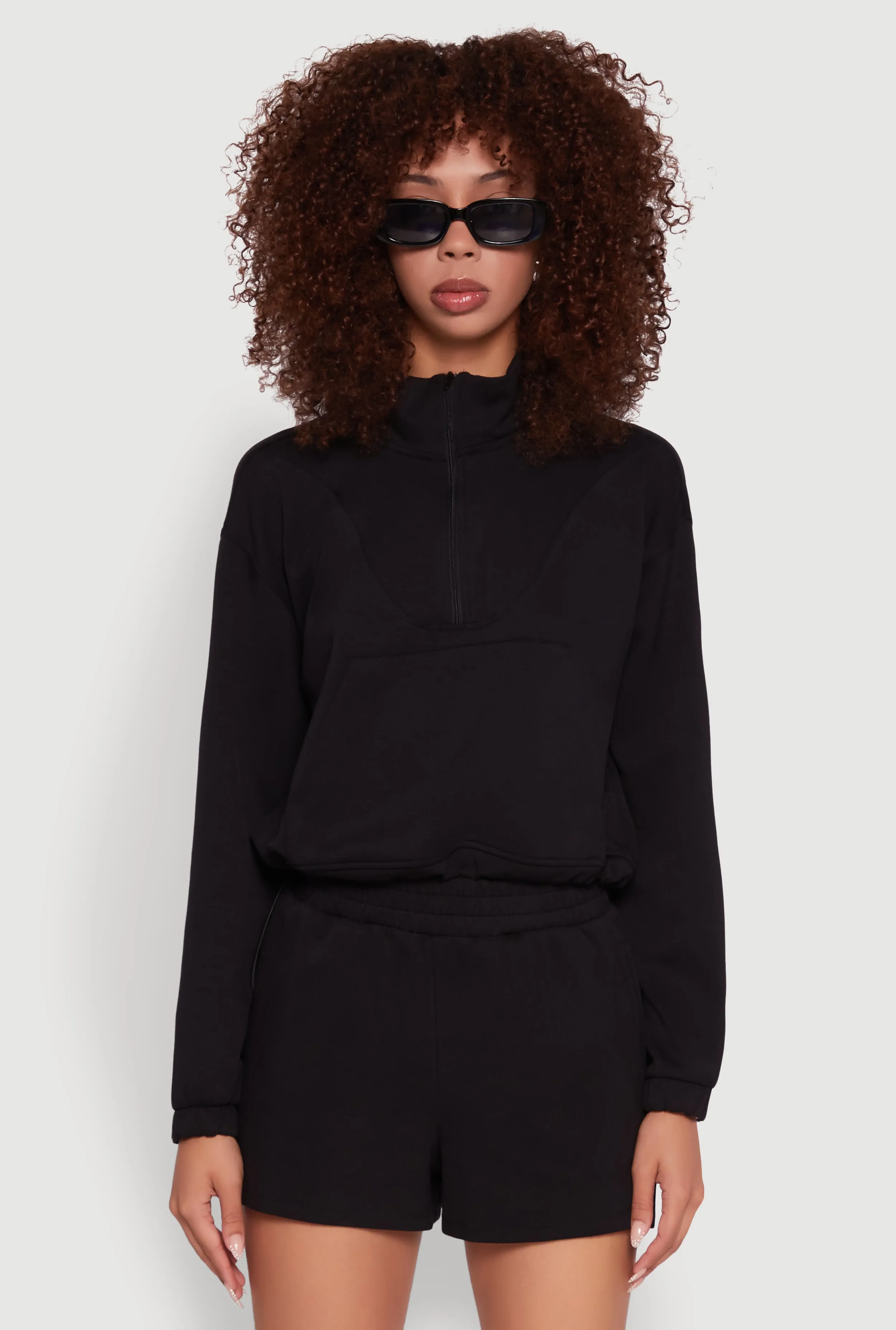 Mock Neck Quarter Zip Pullover Sweatshirt sold by Rainbow