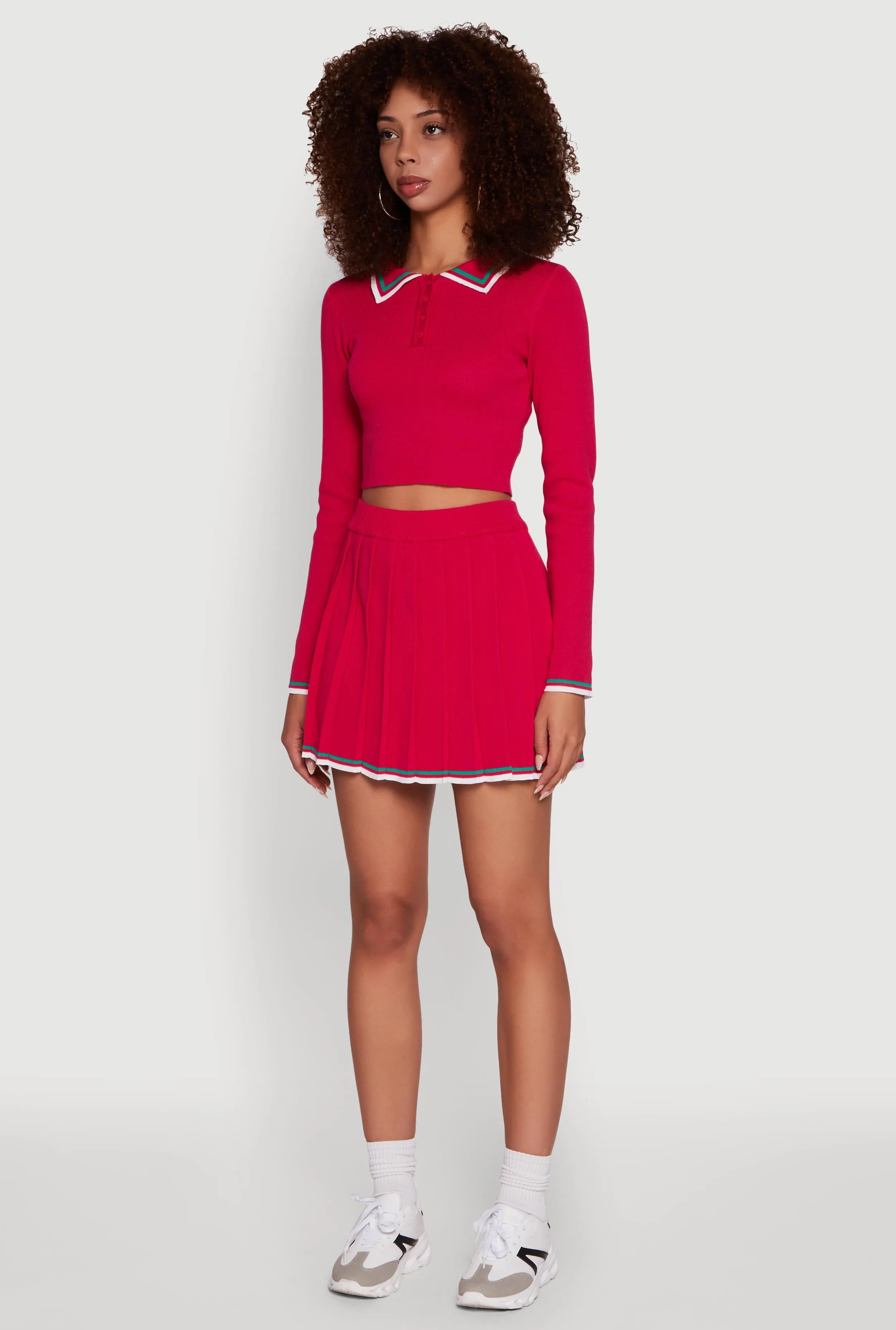 Daisy Contrast Trim Cropped Long Sleeve Polo Shirt sold by Rainbow product image thumbnail 5