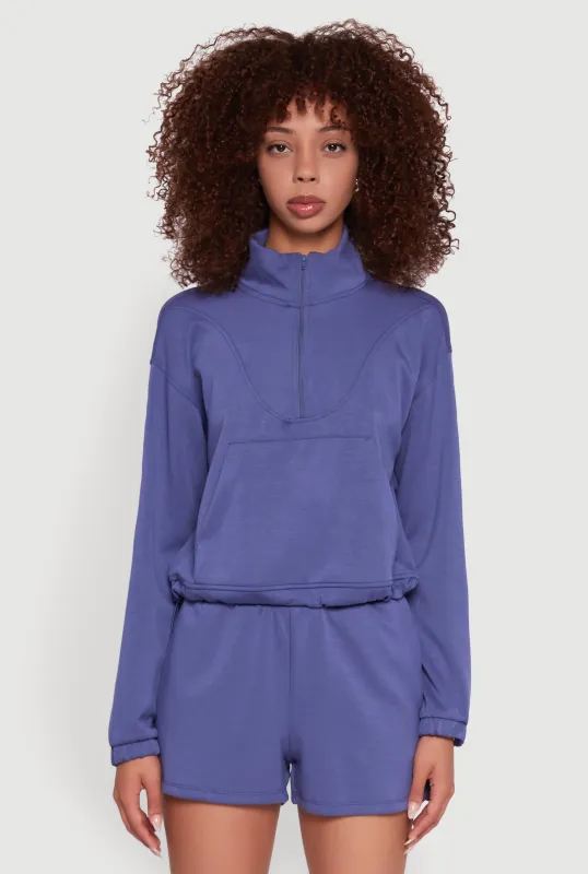 Mock Neck Quarter Zip Pullover Sweatshirt sold by Rainbow