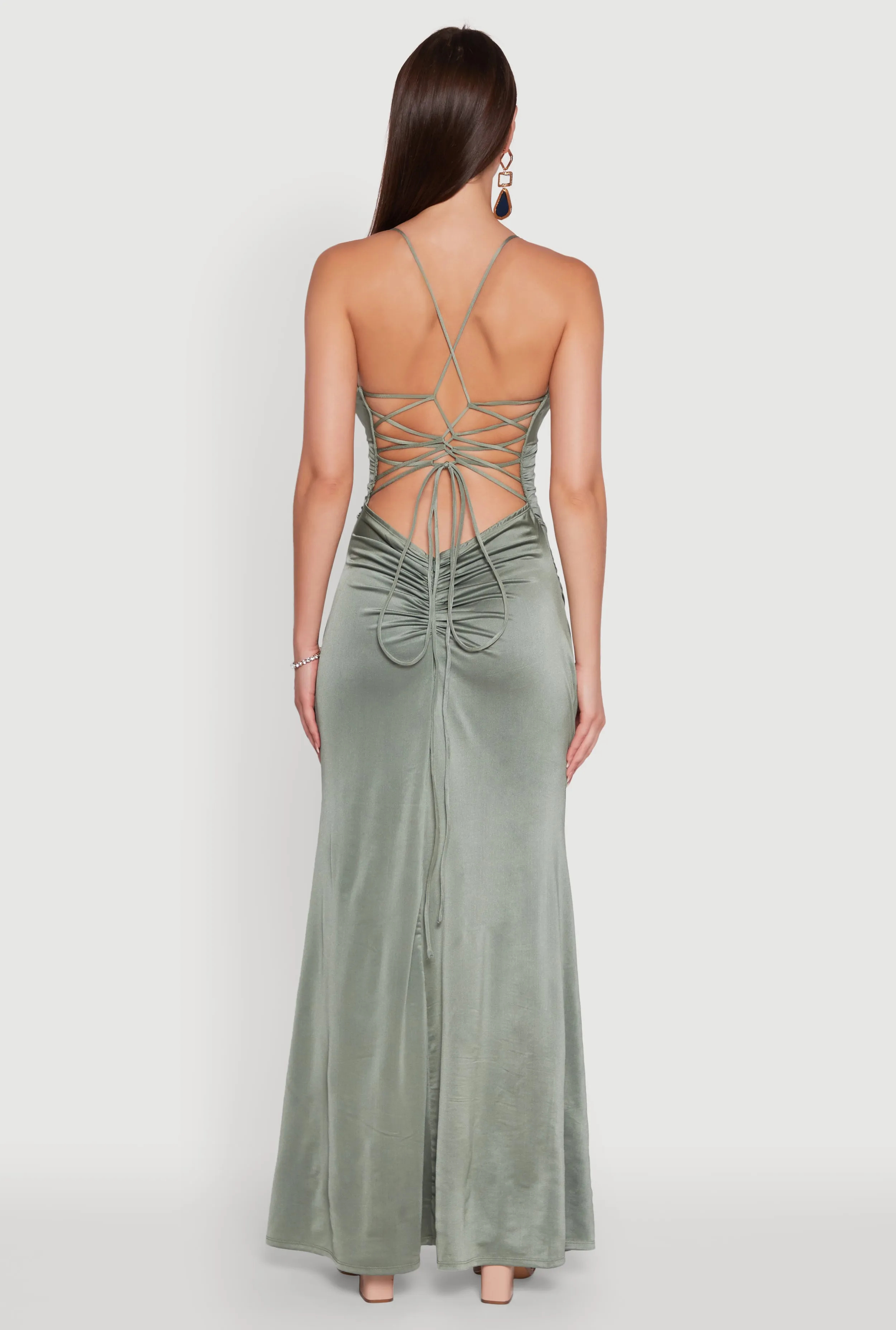 Haute Monde Side Slit Lace Up Back Maxi Dress sold by Rainbow product image thumbnail 5