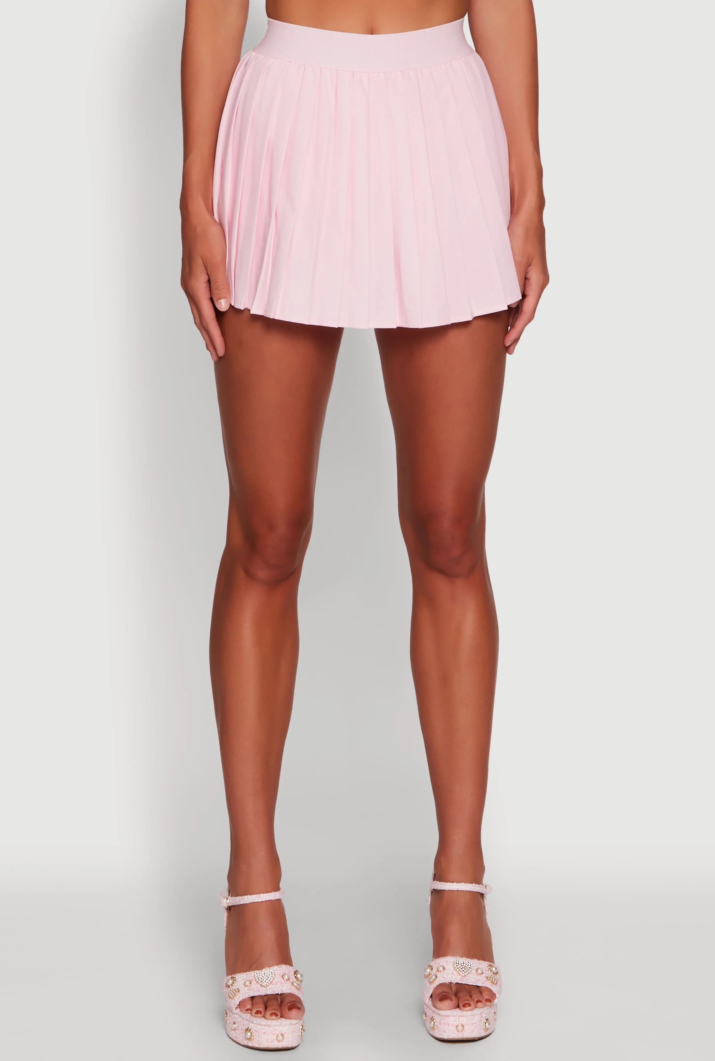 Trendy High Waisted Pleated Mini Skirt sold by Rainbow product image thumbnail 5