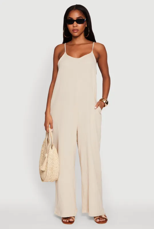 Gauze Knit Wide Leg Jumpsuit sold by Rainbow