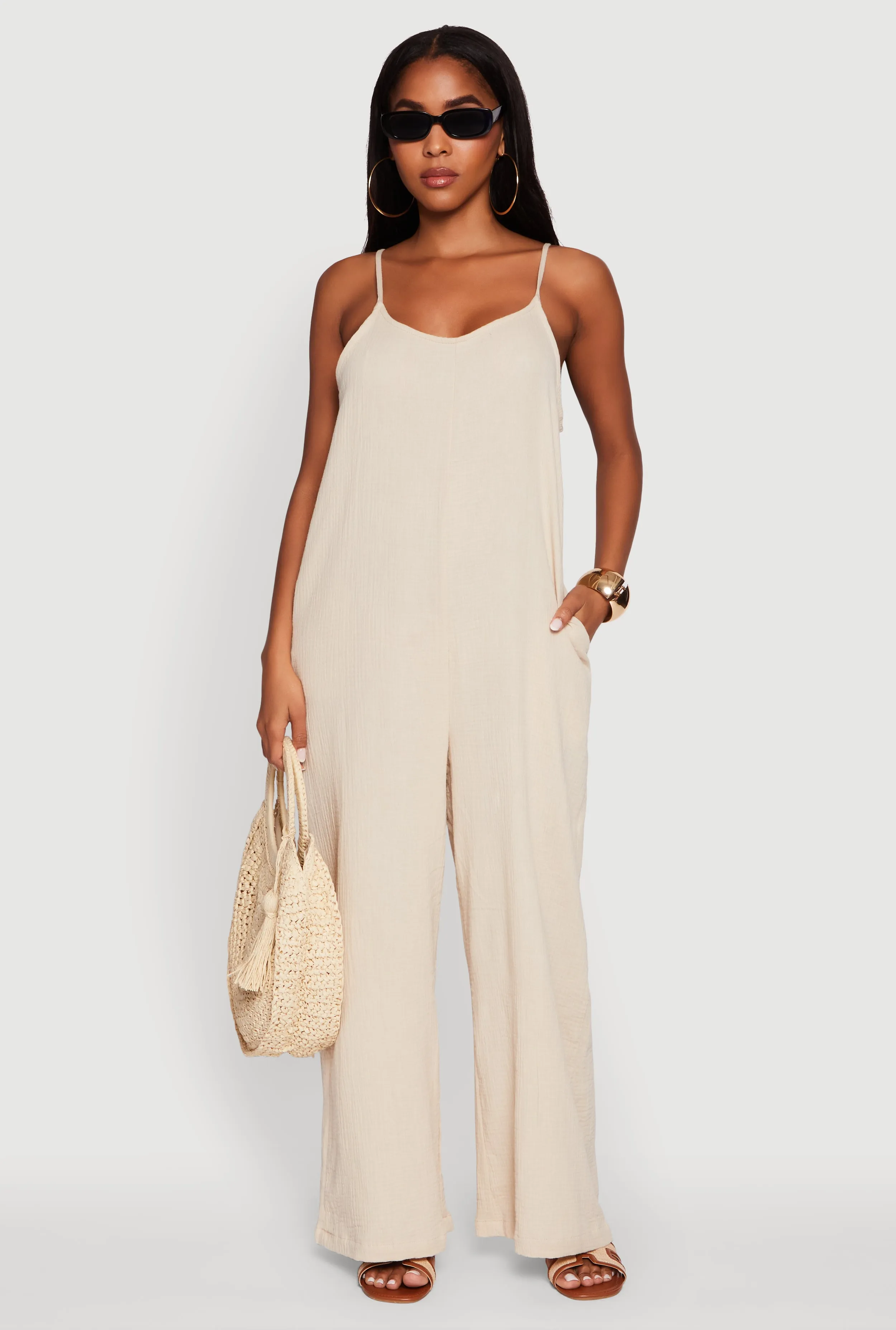 Gauze Knit Wide Leg Jumpsuit sold by Rainbow