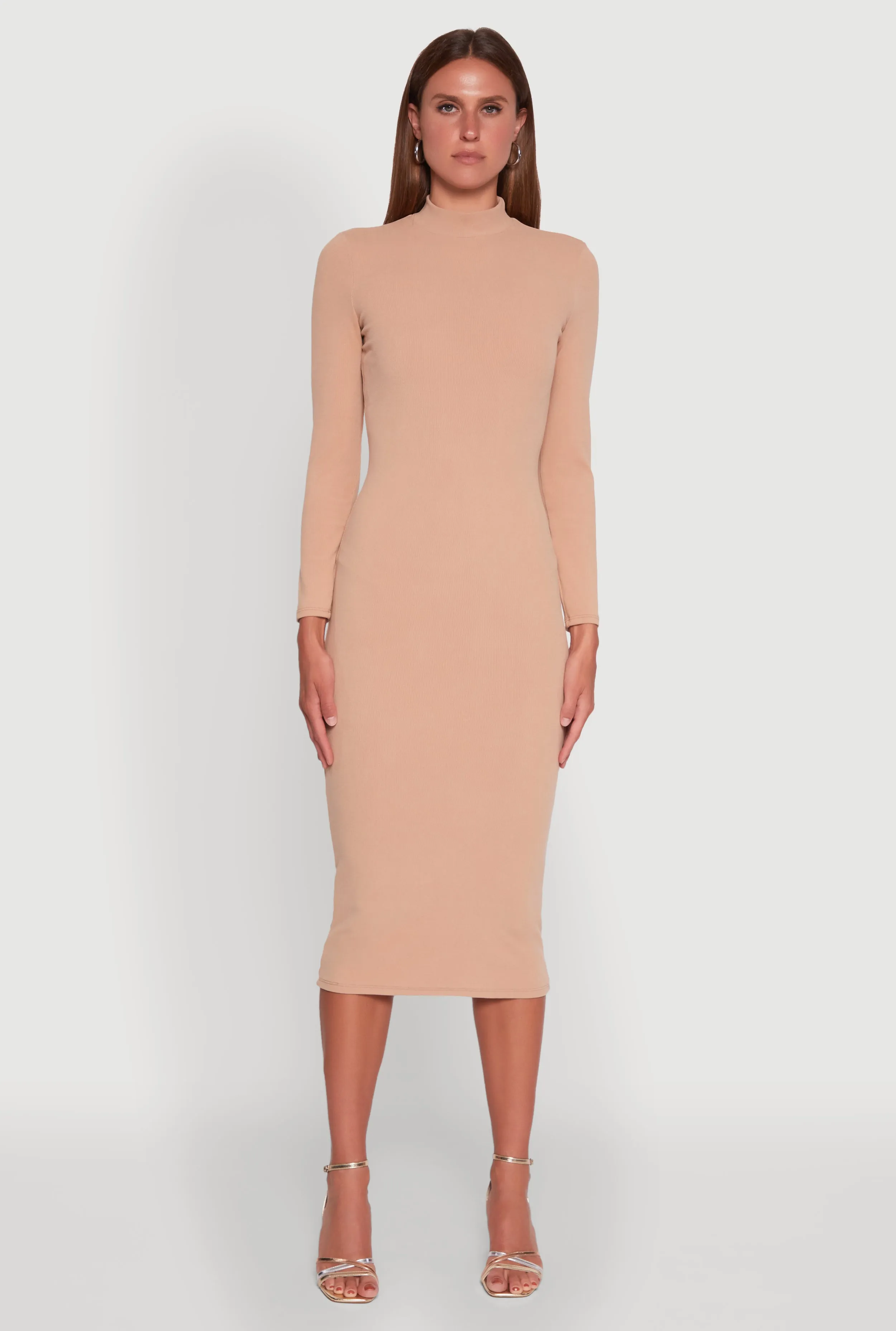Long Sleeve Mock Neck Midi Dress sold by Rainbow product image thumbnail 2