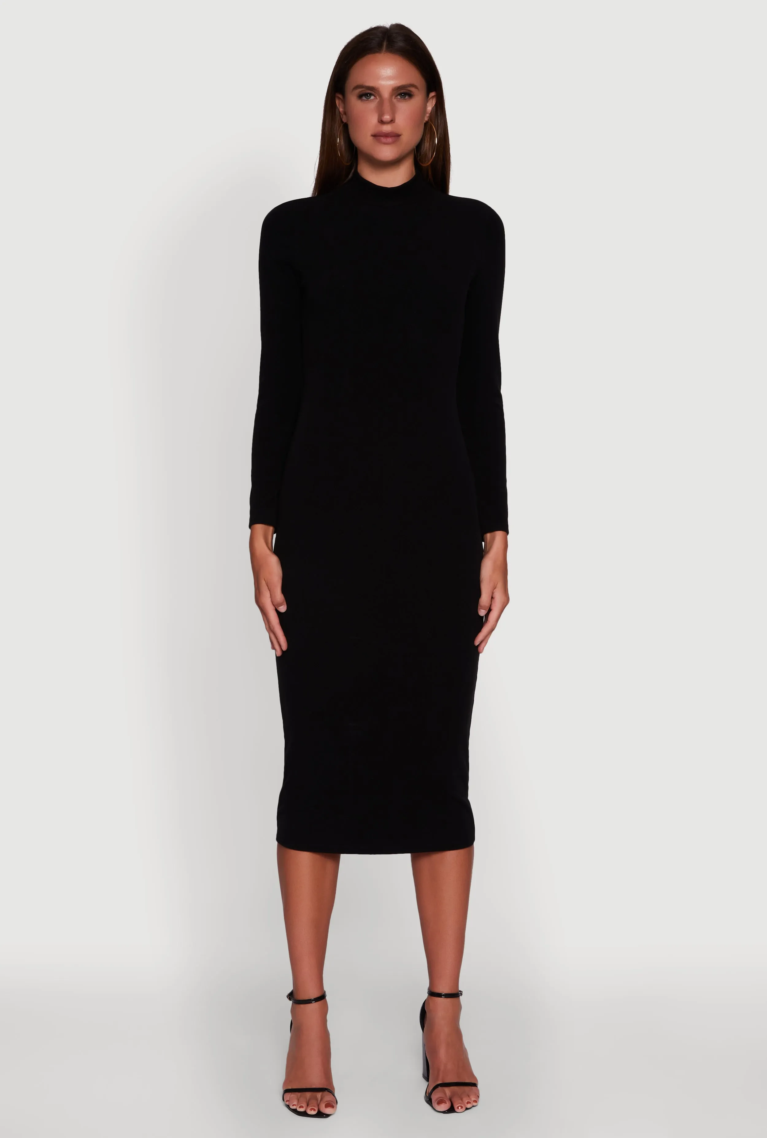 Long Sleeve Mock Neck Midi Dress sold by Rainbow