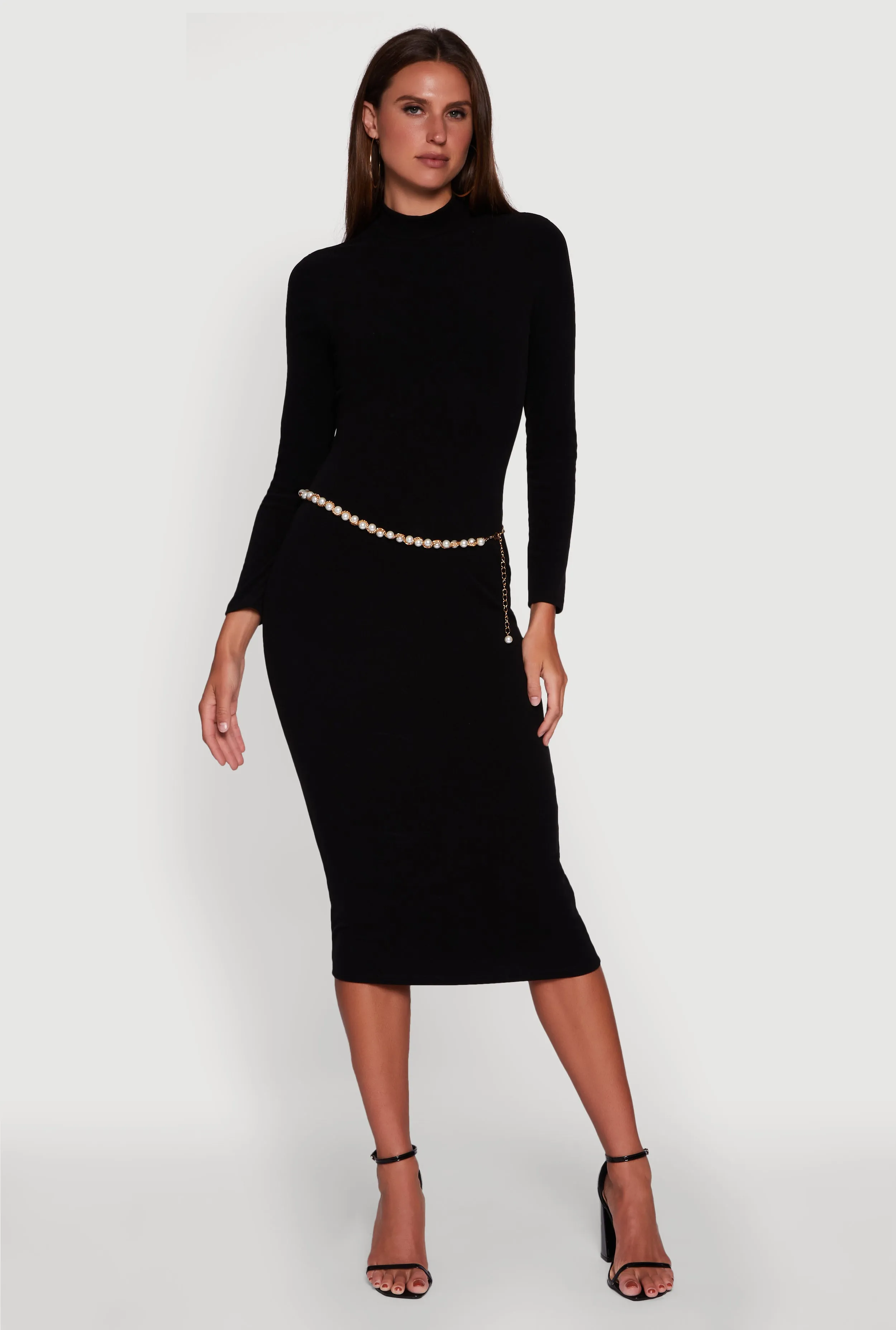 Long Sleeve Mock Neck Midi Dress sold by Rainbow product image thumbnail 2