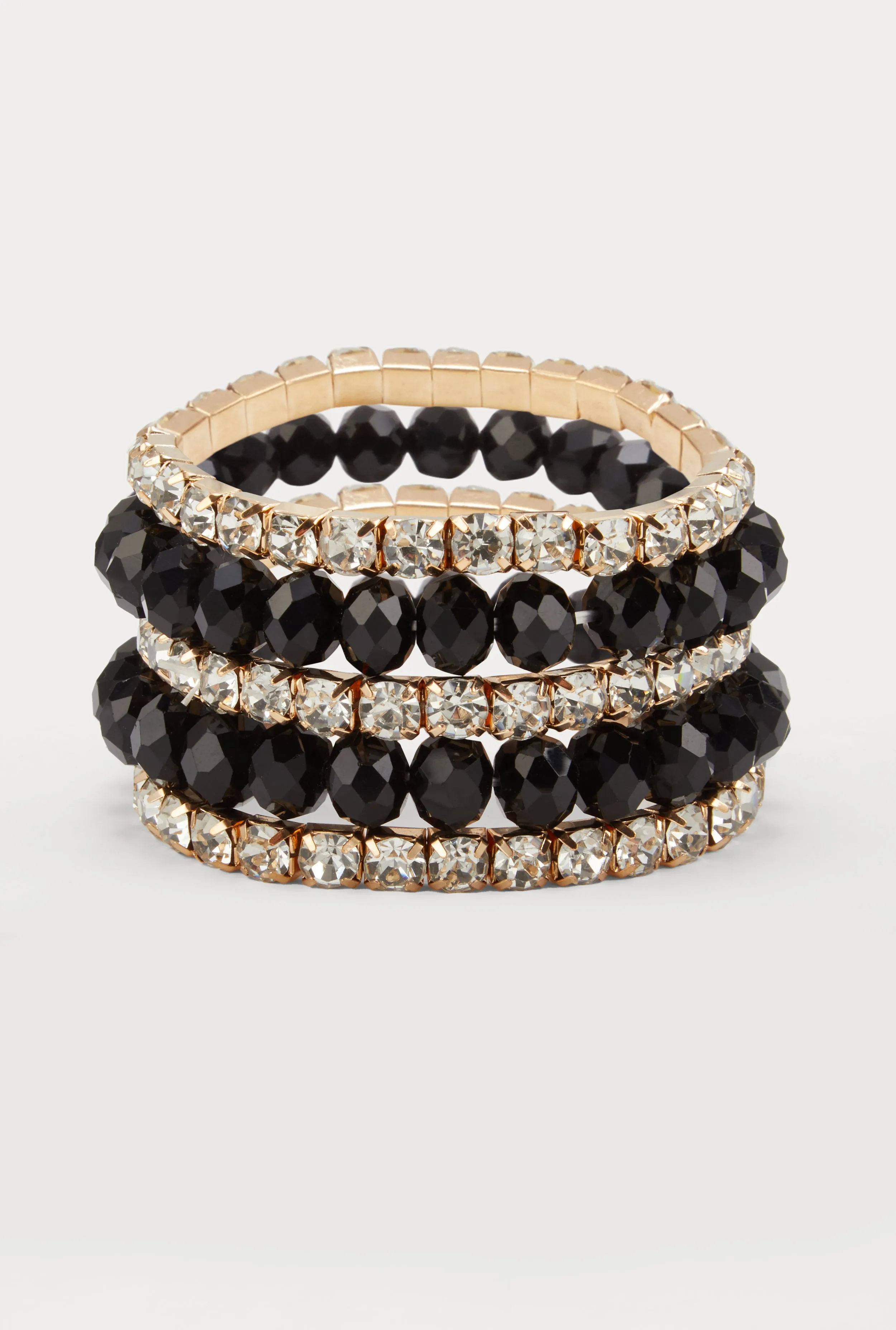 Rhinestone Beaded Stretch Bracelets Set of 5 sold by Rainbow