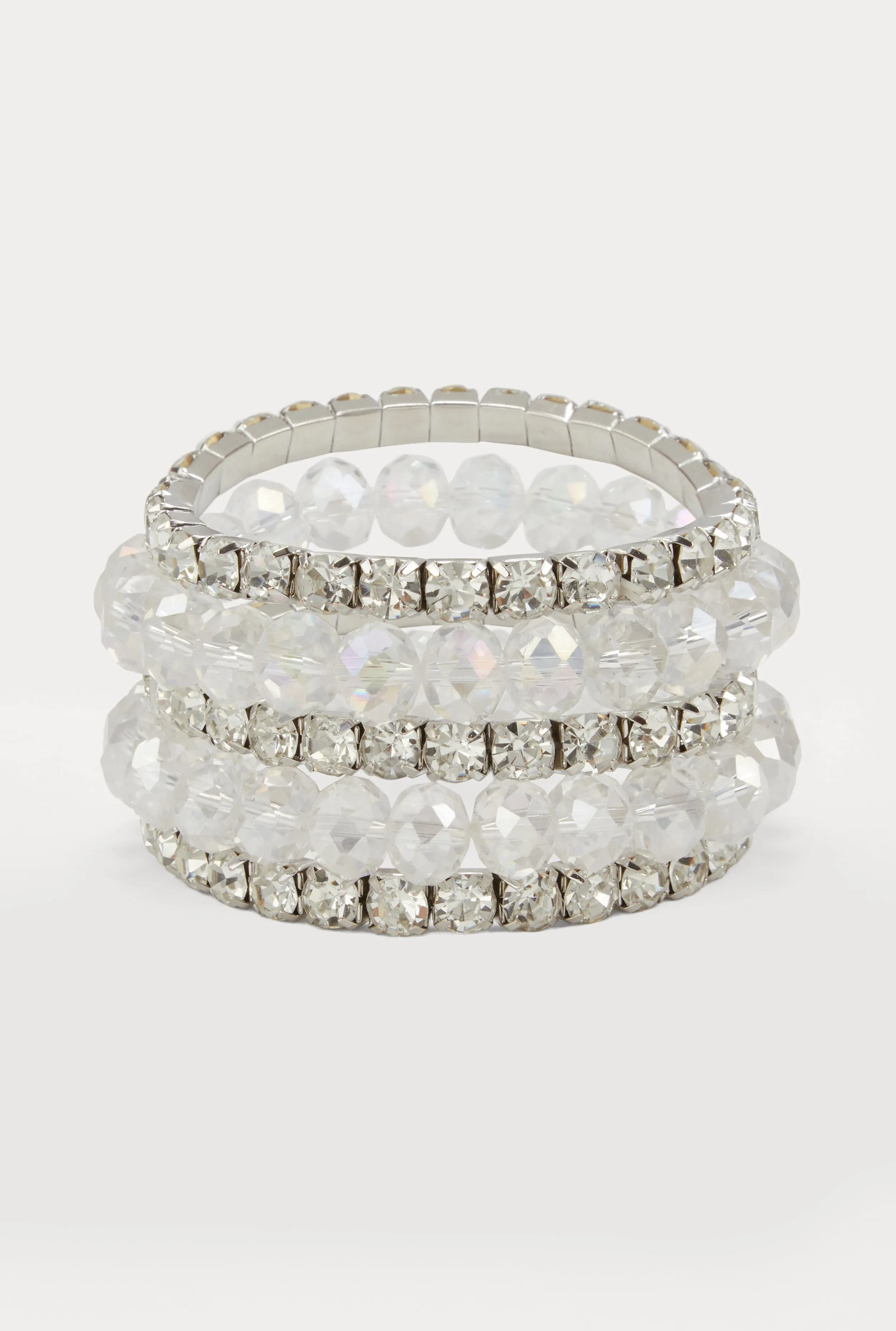 Rhinestone Beaded Stretch Bracelets Set of 5 sold by Rainbow