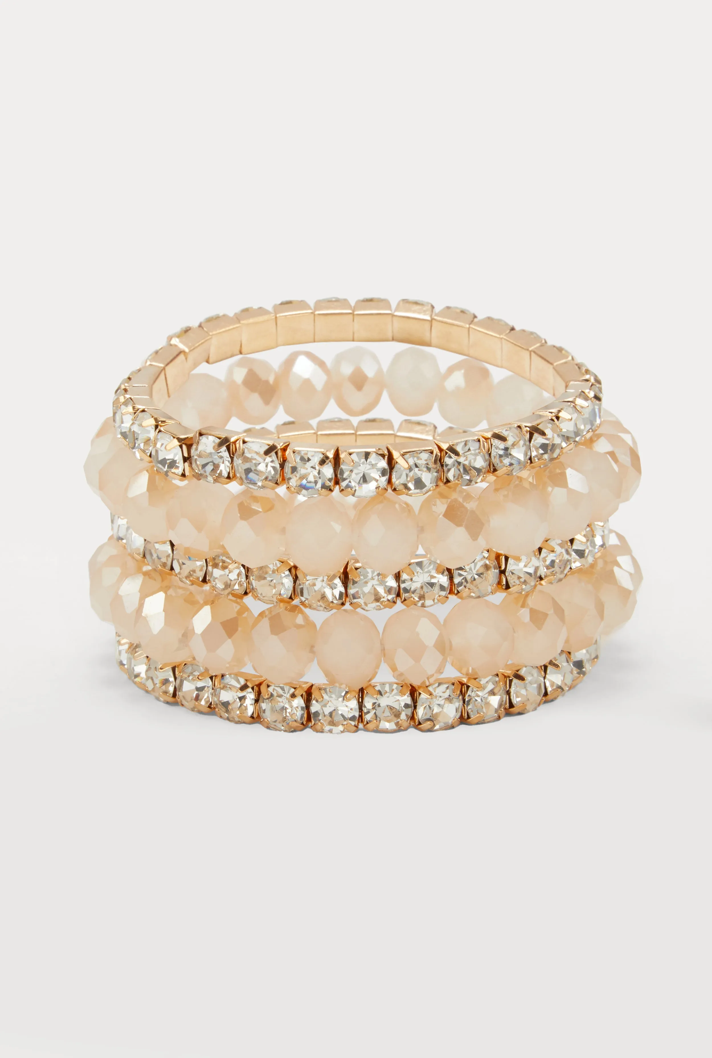 Rhinestone Beaded Stretch Bracelets Set of 5 sold by Rainbow