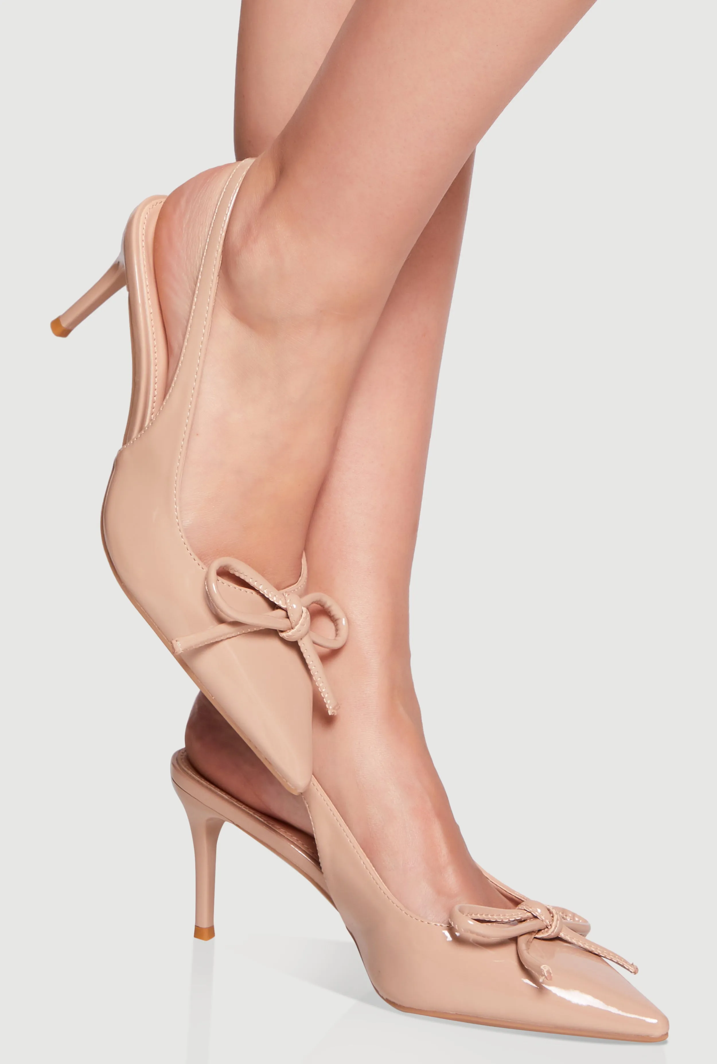 Trendy Slingback Bow Pointy Toe Stiletto Pumps sold by Rainbow