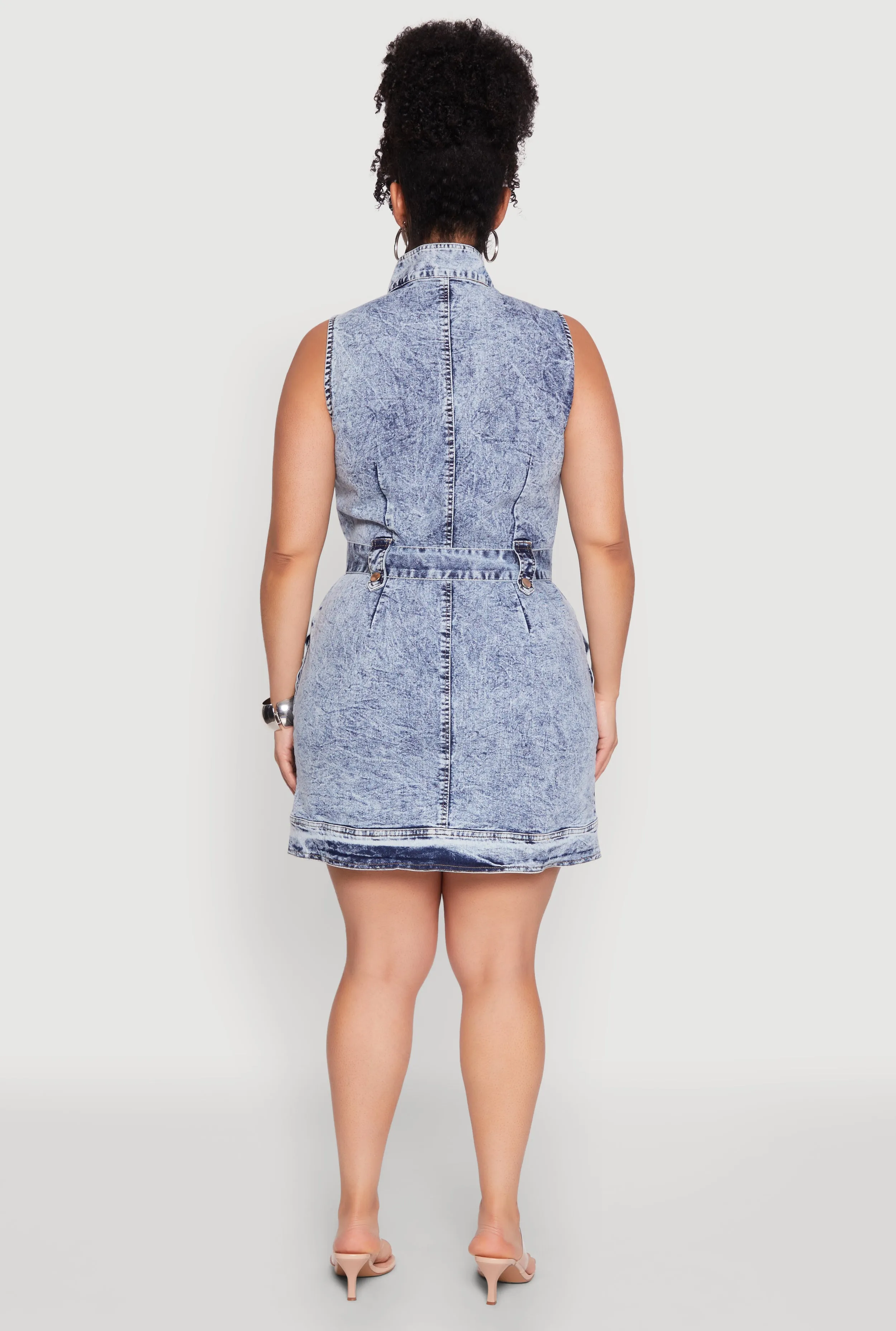 Plus Size Denim Acid Wash Sleeveless Dress with Belt sold by Rainbow product image thumbnail 5