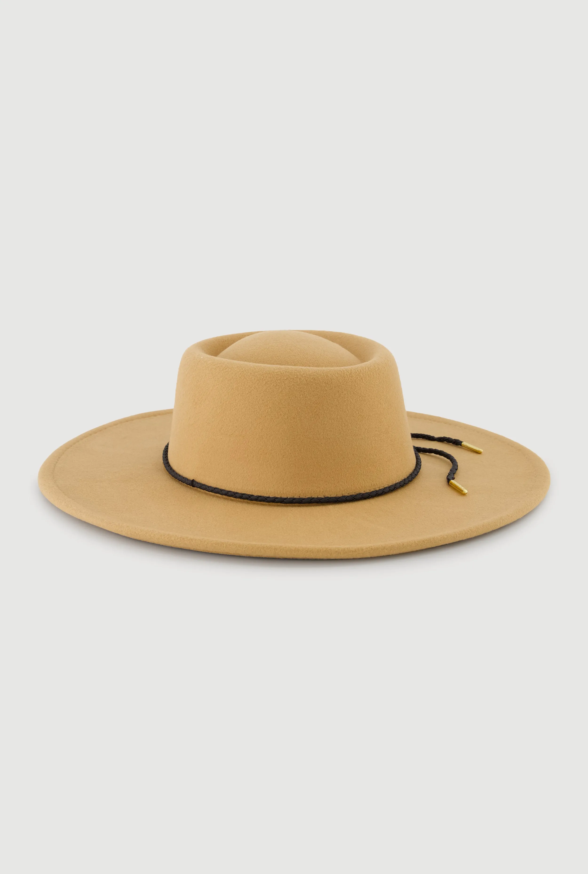 Faux Suede Braided Cord Detail Panama Hat sold by Rainbow