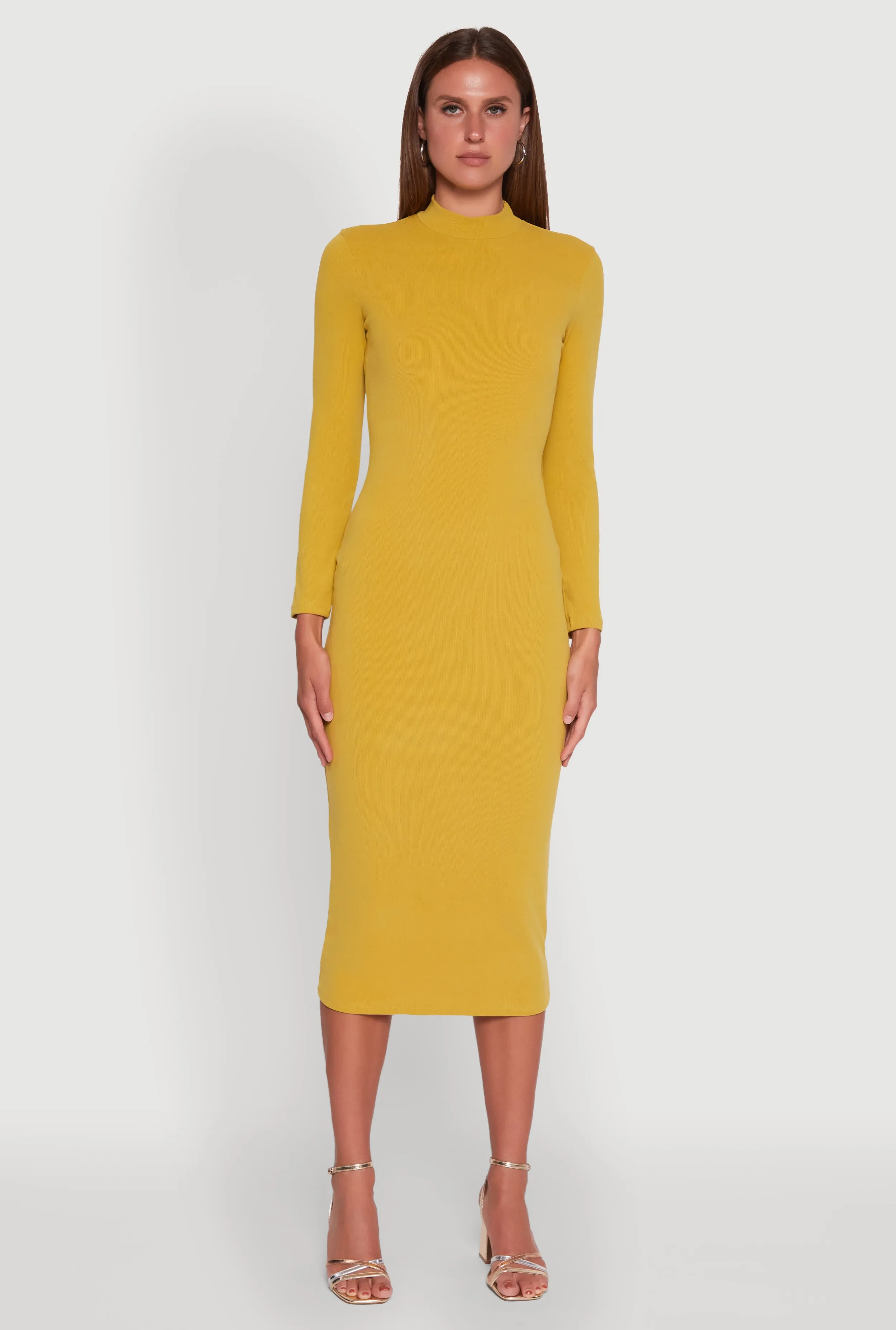 Long Sleeve Mock Neck Midi Dress sold by Rainbow product image thumbnail 2