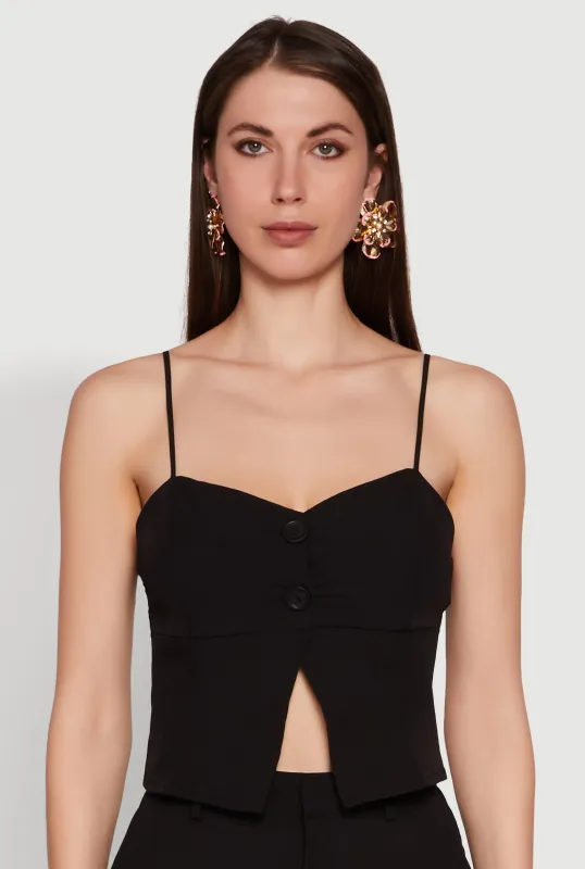 Chic Sleeveless Sweetheart Top with Button Details sold by Rainbow