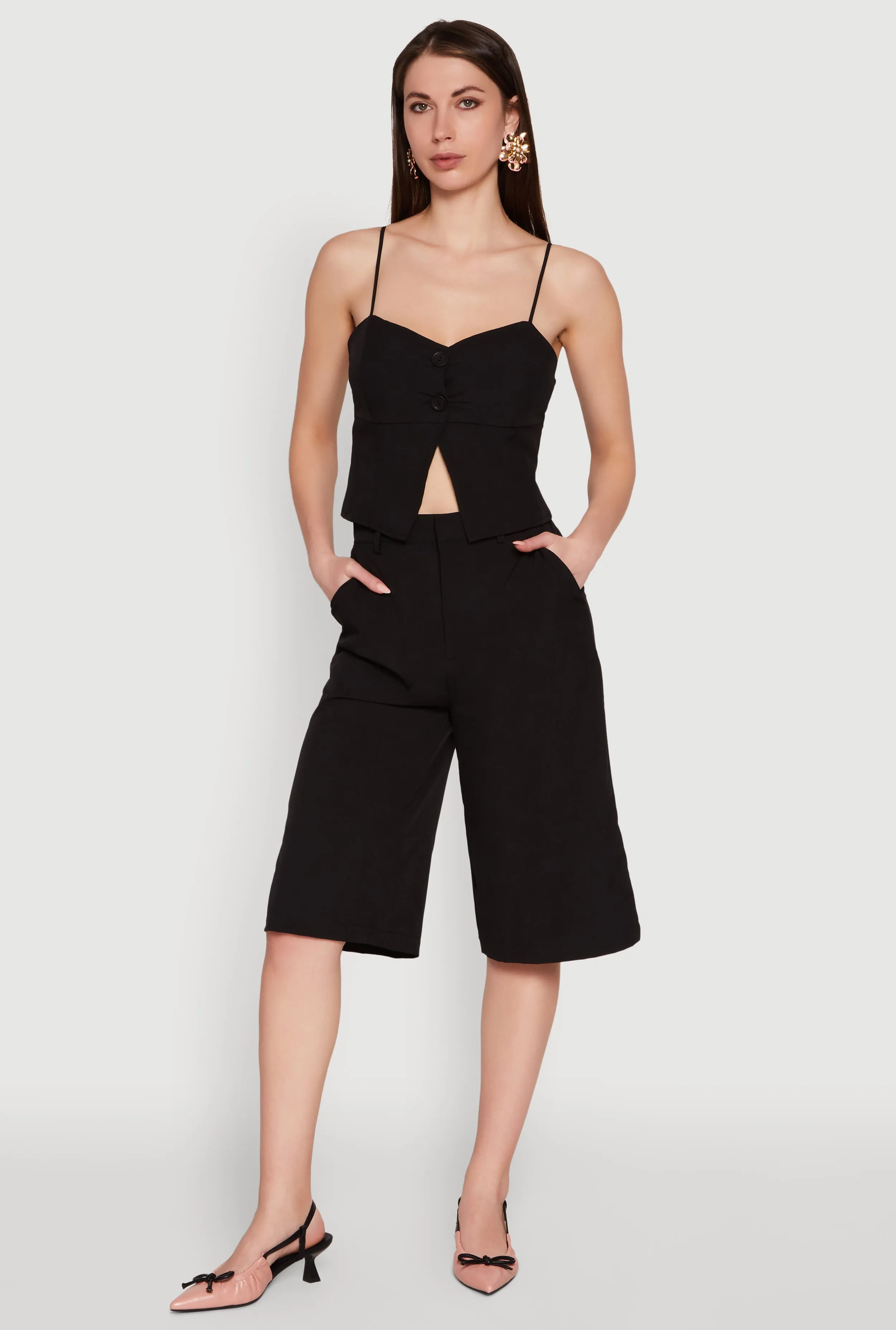 Chic Sleeveless Sweetheart Top with Button Details sold by Rainbow product image thumbnail 3