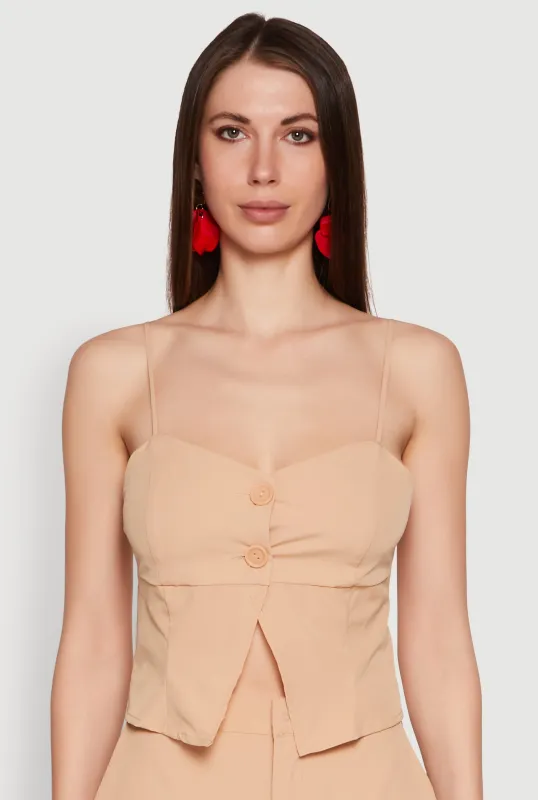 Chic Sleeveless Sweetheart Top with Button Details sold by Rainbow