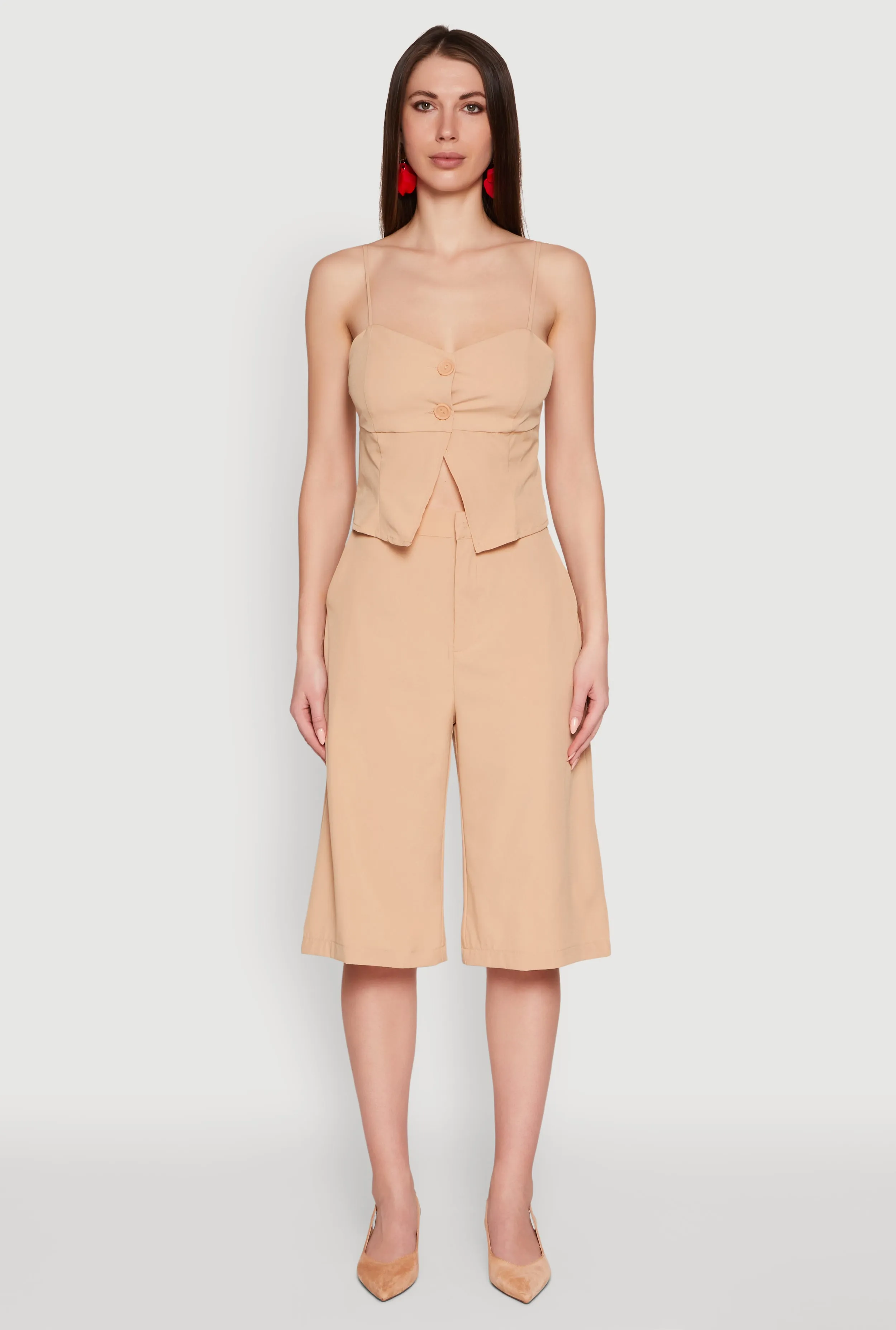 Chic Sleeveless Sweetheart Top with Button Details sold by Rainbow product image thumbnail 2