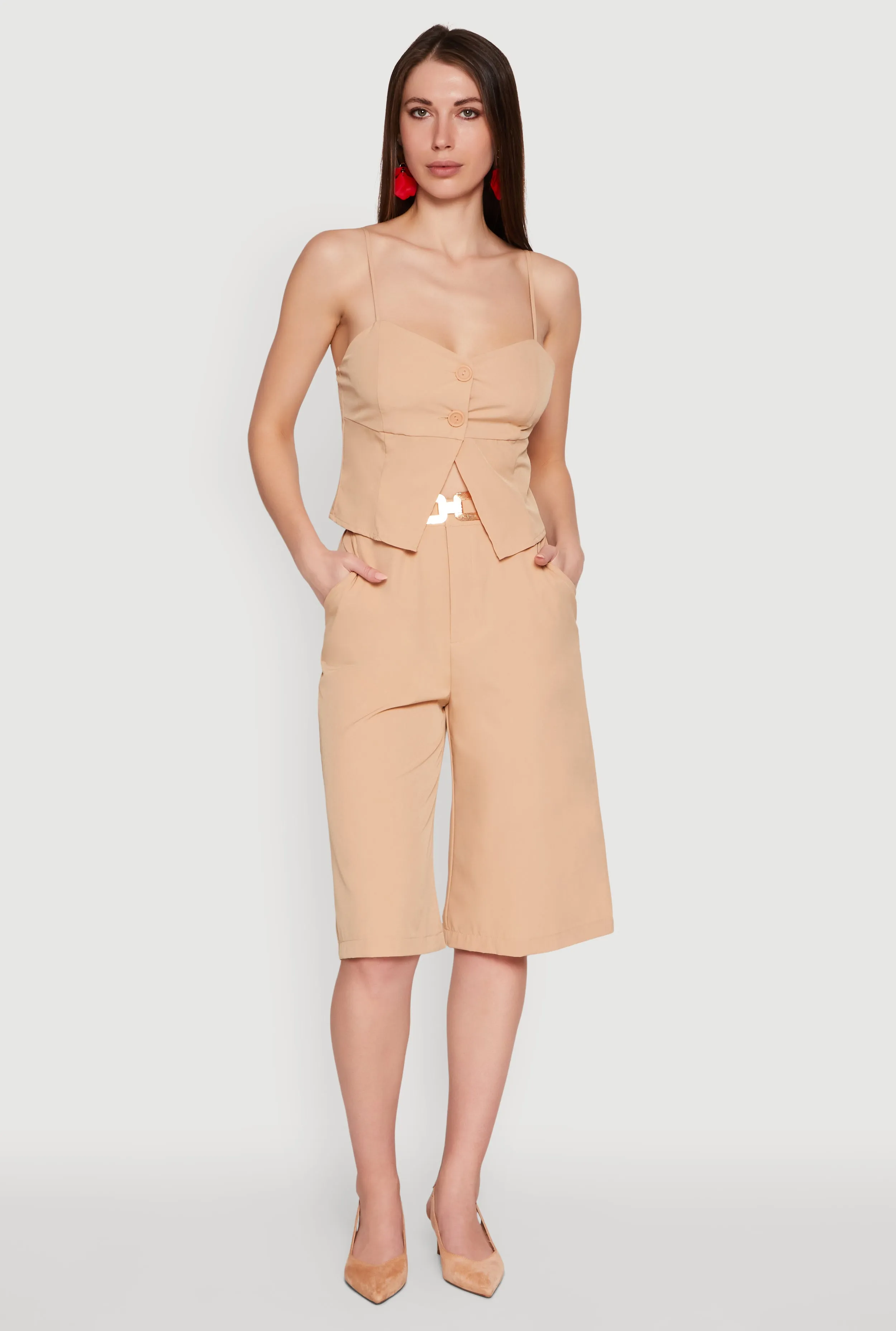 Chic Sleeveless Sweetheart Top with Button Details sold by Rainbow product image thumbnail 3