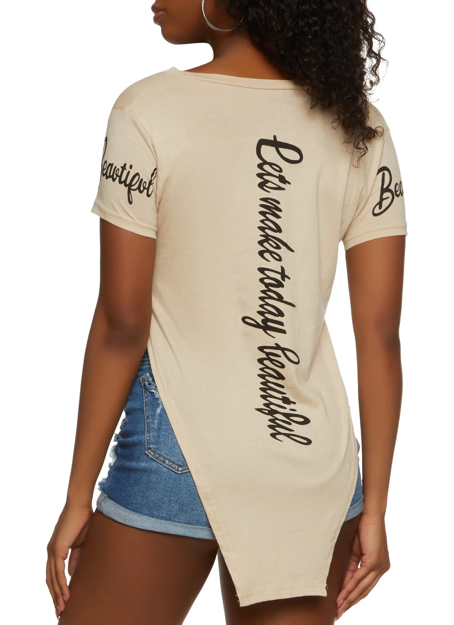Sequin Beautiful Positive Vibes Only Knot Tee sold by Rainbow product image thumbnail 2