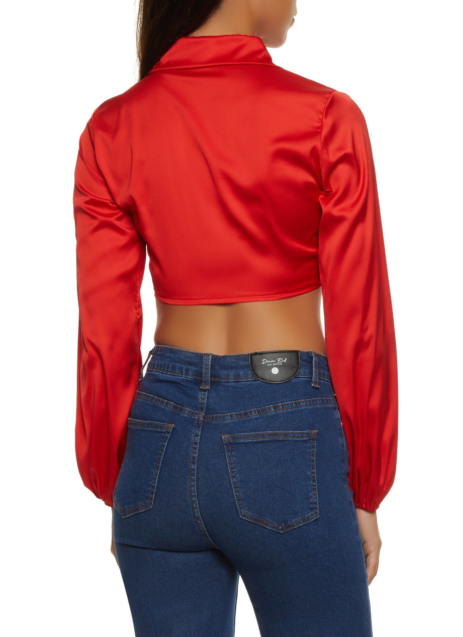 Satin Tie Front Cropped Blouse sold by Rainbow product image thumbnail 2