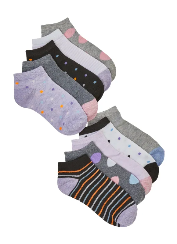 Girls Striped Patterned Socks 10 Pack sold by Rainbow