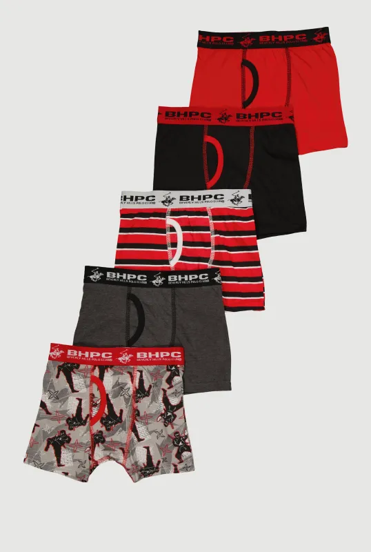 Boys Striped Ninja Graphic Print Boxer Briefs 5 Pack sold by Rainbow