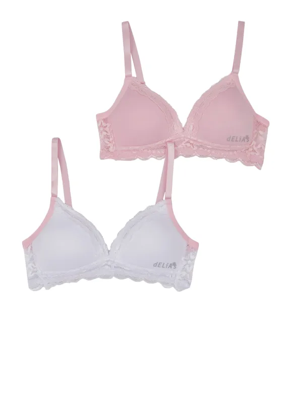 Girls 2 Pack Lace Hem Bras sold by Rainbow