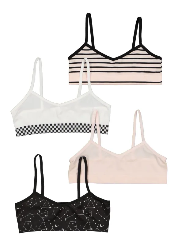 Girls 4 Pack Mixed Print Assorted Cami Bras sold by Rainbow