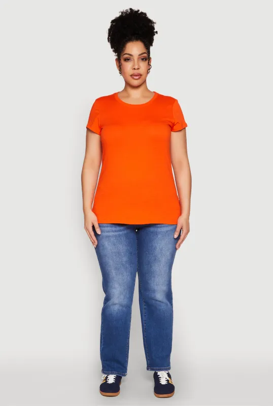 Plus Size Basic Crew Neck Tee sold by Rainbow