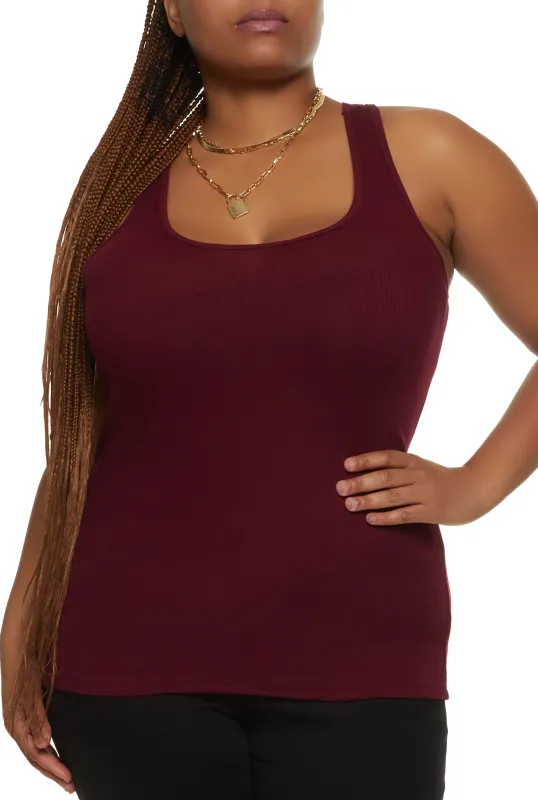 Plus Size Rib Knit Tank Top sold by Rainbow