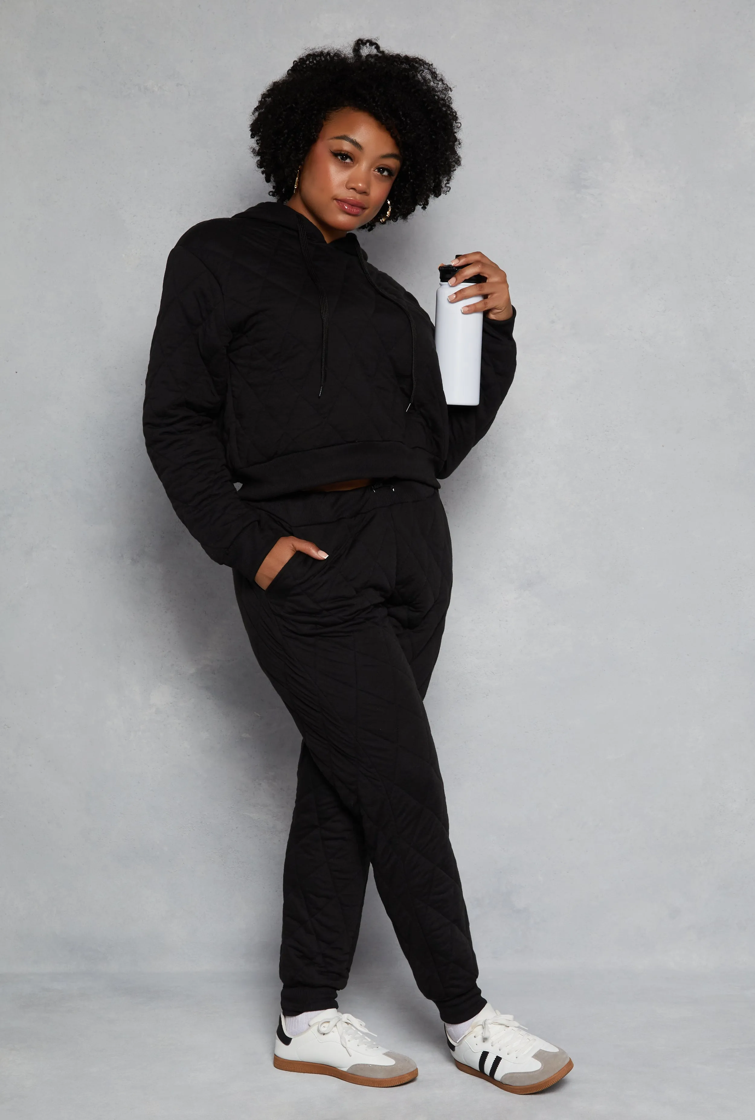 Plus Size Quilted Toggle Drawstring Joggers sold by Rainbow