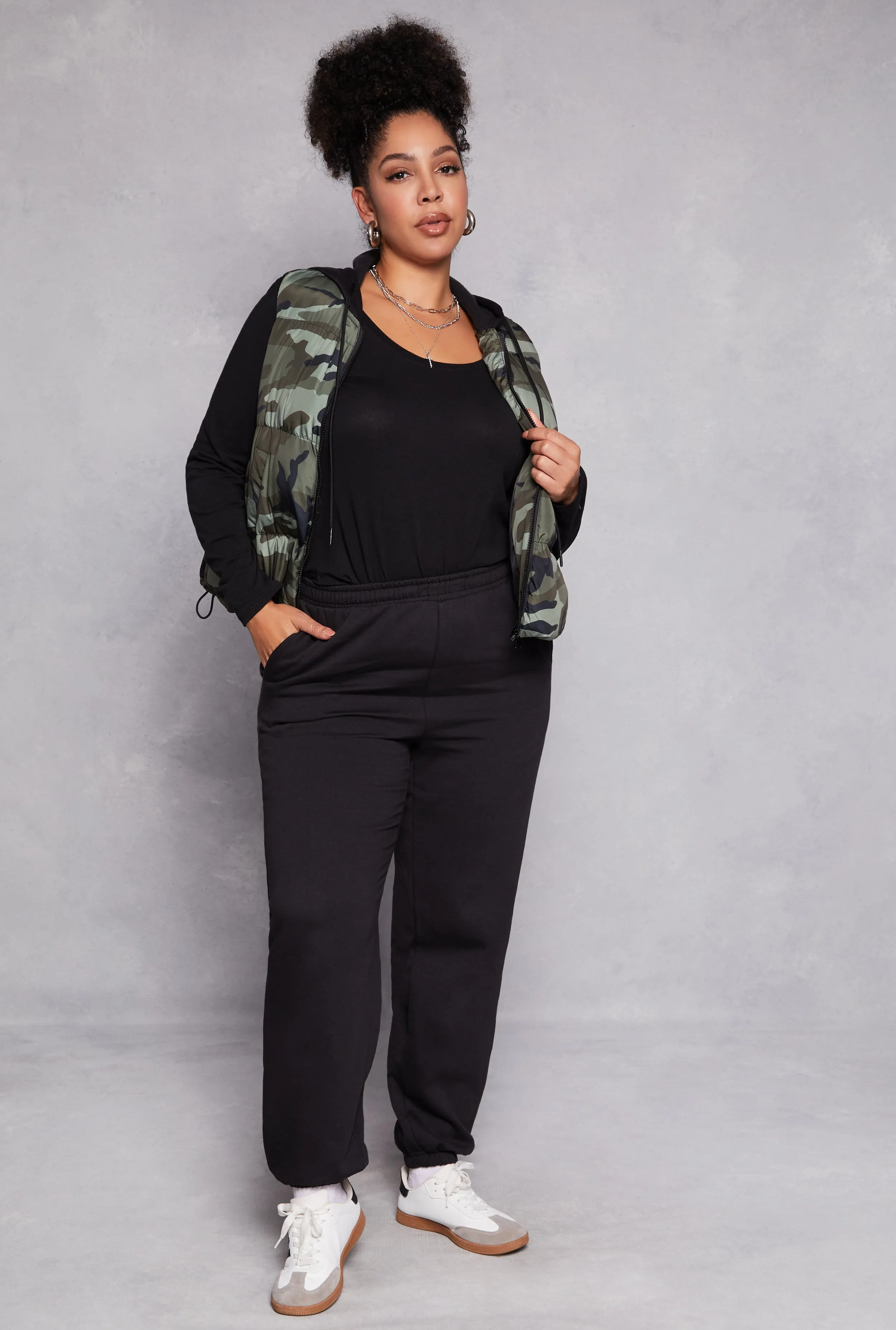 Plus Size Almost Famous Fleece High Waist Sweatpants sold by Rainbow