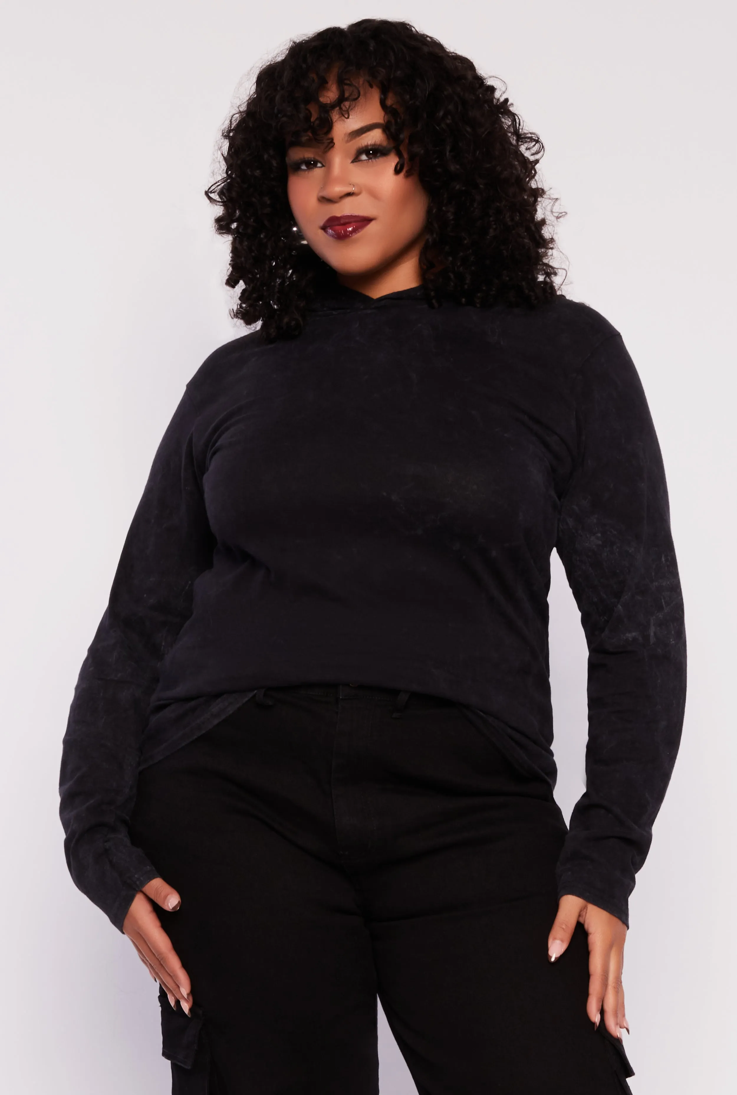 Plus Size Long Sleeve Hooded Top sold by Rainbow product image thumbnail 2