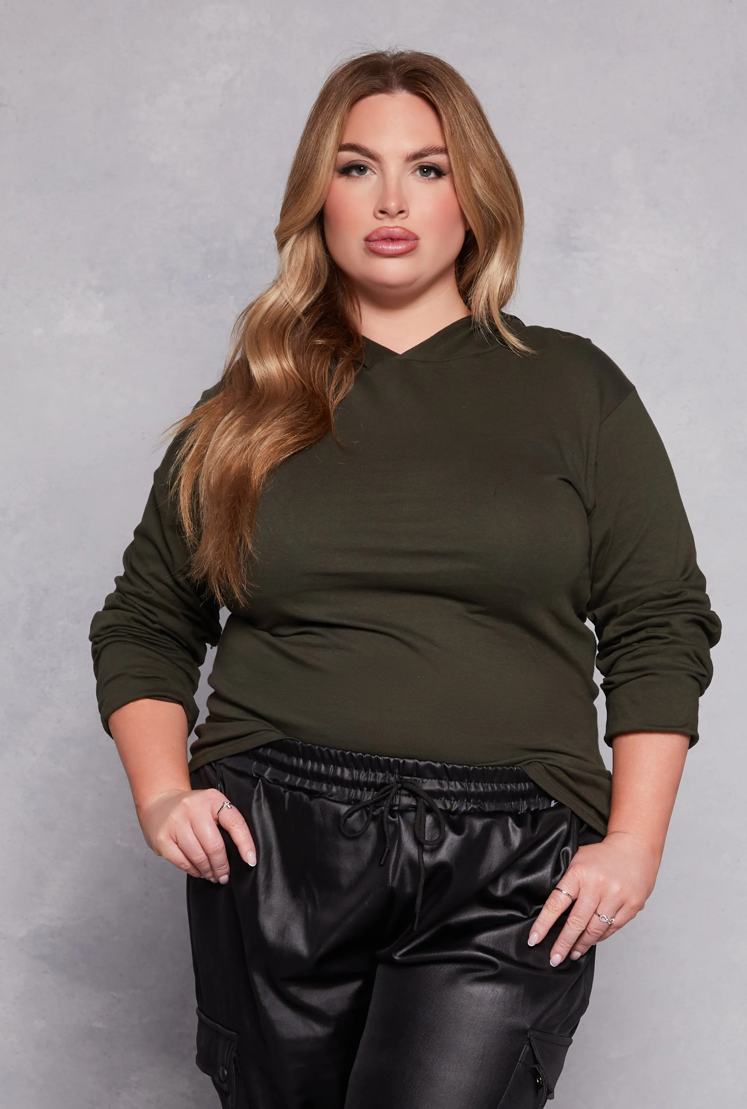 Plus Size Long Sleeve Hooded Top sold by Rainbow product image thumbnail 4