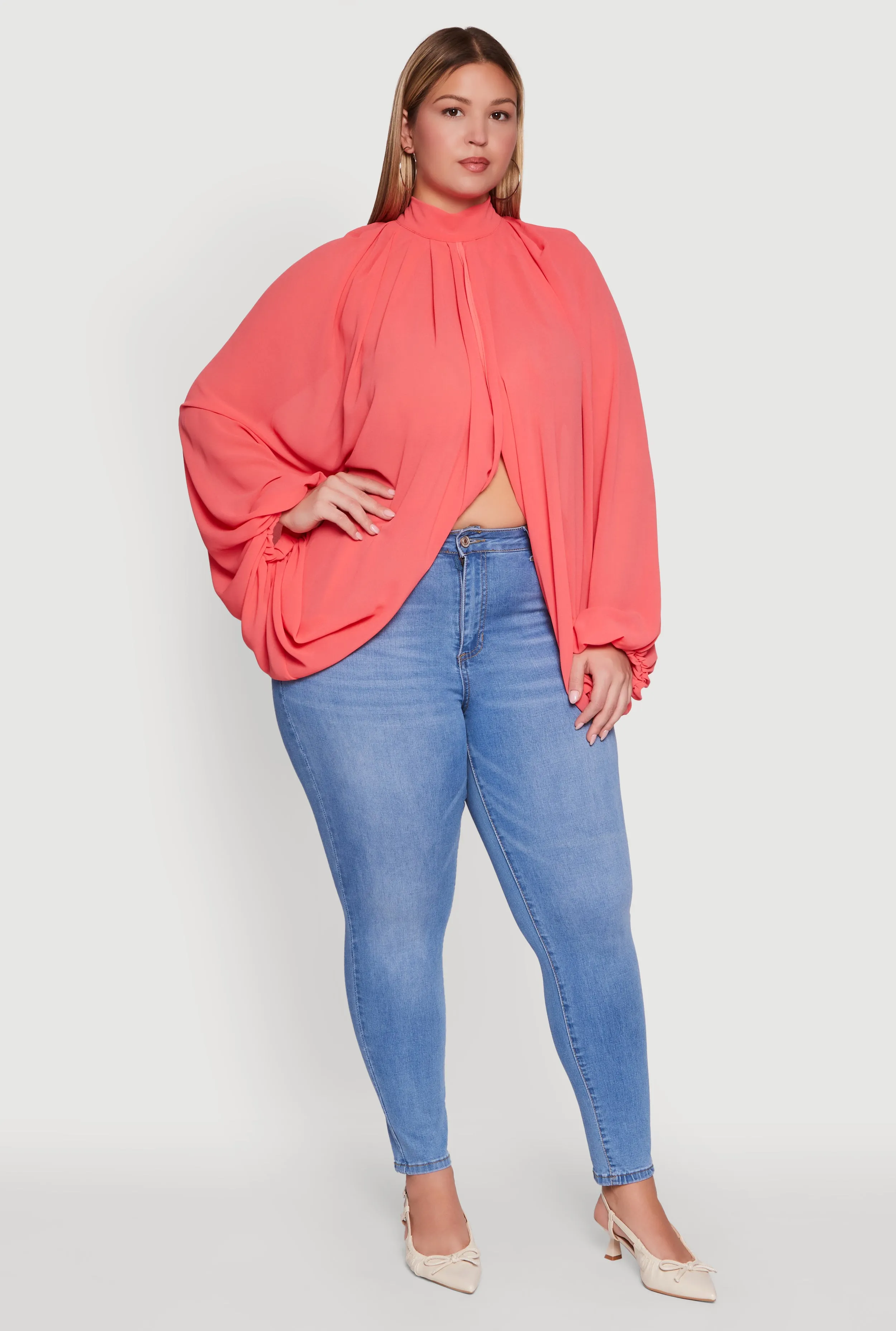 Plus Size Bishop Sleeve Tulip Overlay Top sold by Rainbow product image thumbnail 4
