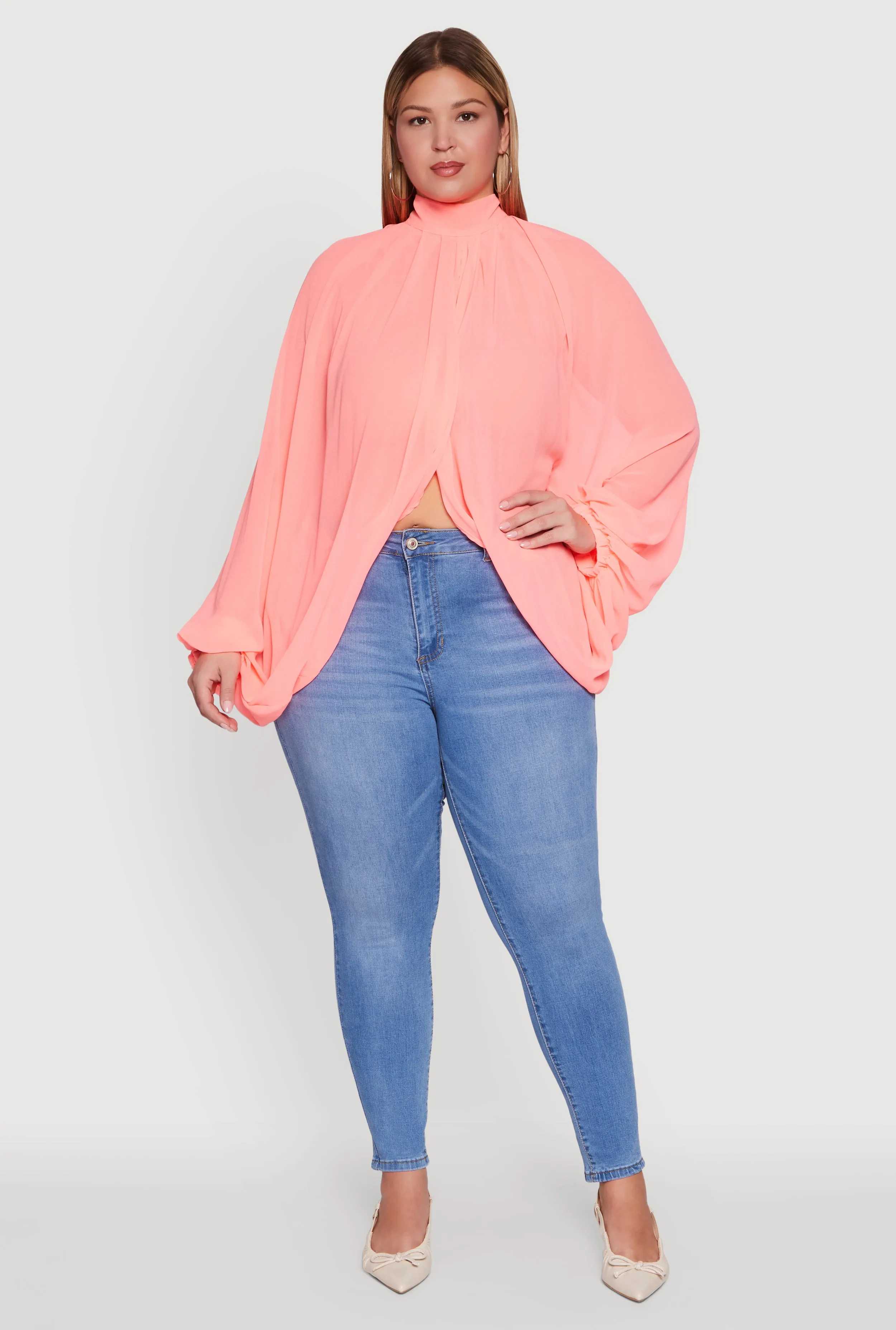 Plus Size Bishop Sleeve Tulip Overlay Top sold by Rainbow product image thumbnail 3