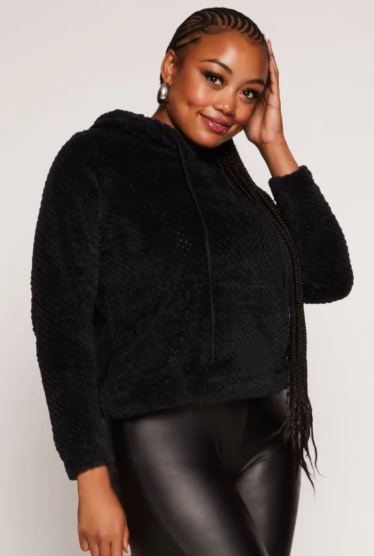 Plus Size Quilted Plush Pullover Hoodie sold by Rainbow