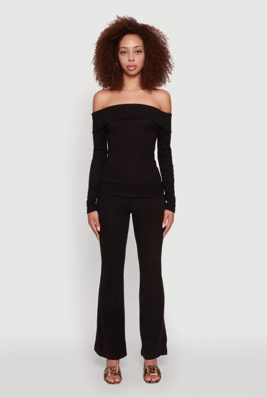 Haute Monde High Waisted Flare Leg Pants sold by Rainbow